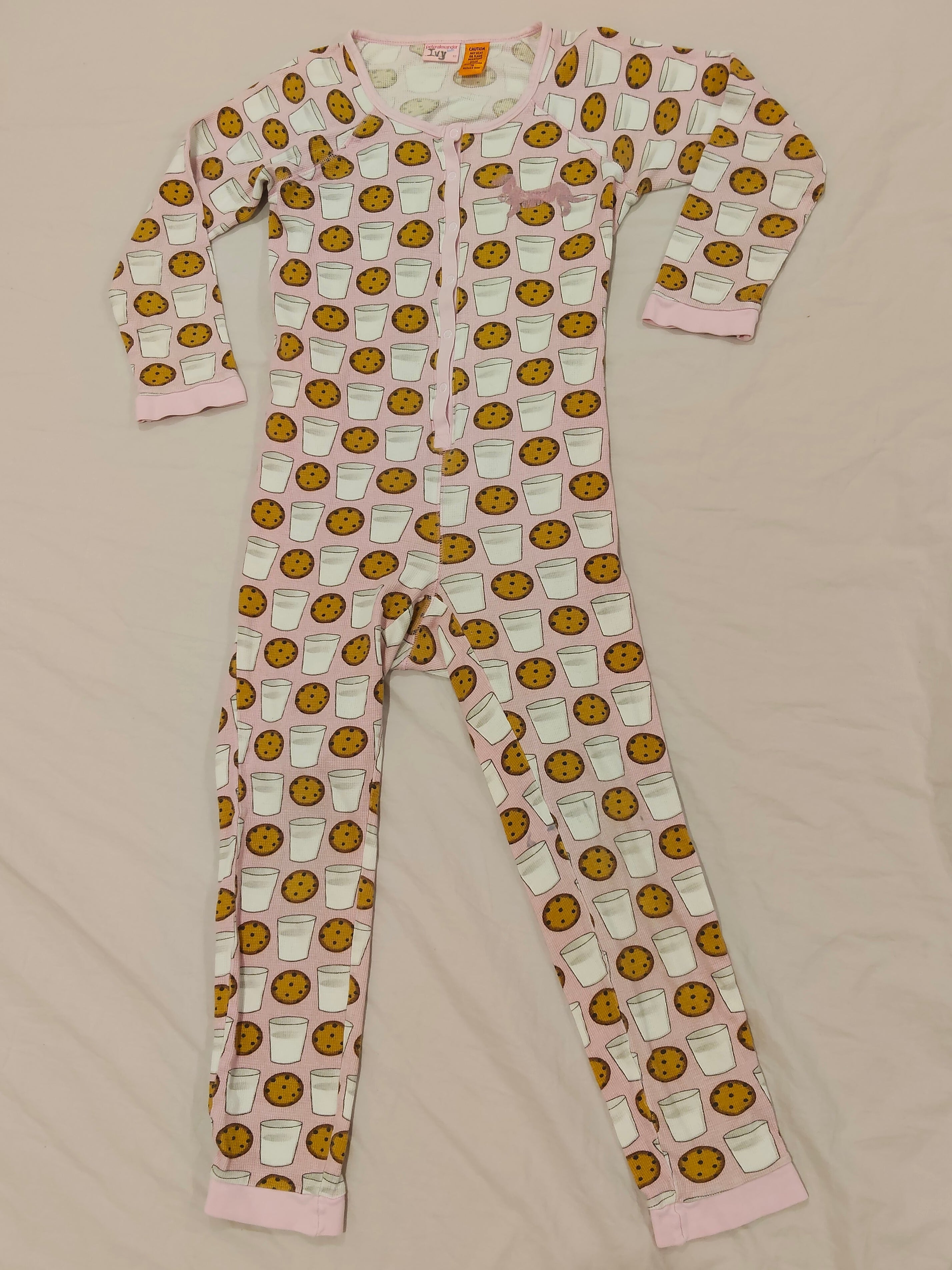 PETER ALEXANDER sleep onesie size 12yrs Girls Pyjamas cookies and milk print