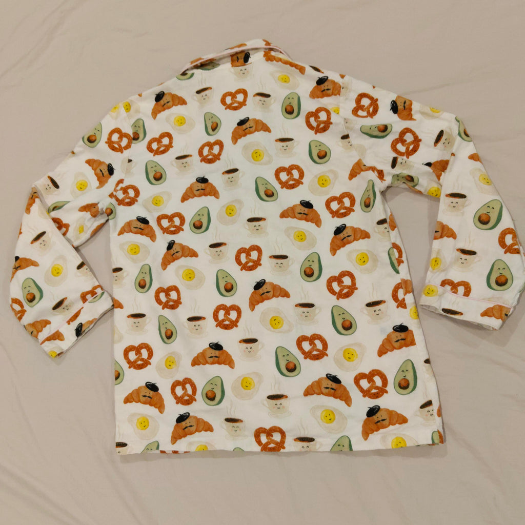 MORGAN & FINCH Flannelette Pyjamas Set Size 12-14yrs Girls Breakfast Print (size S Women)