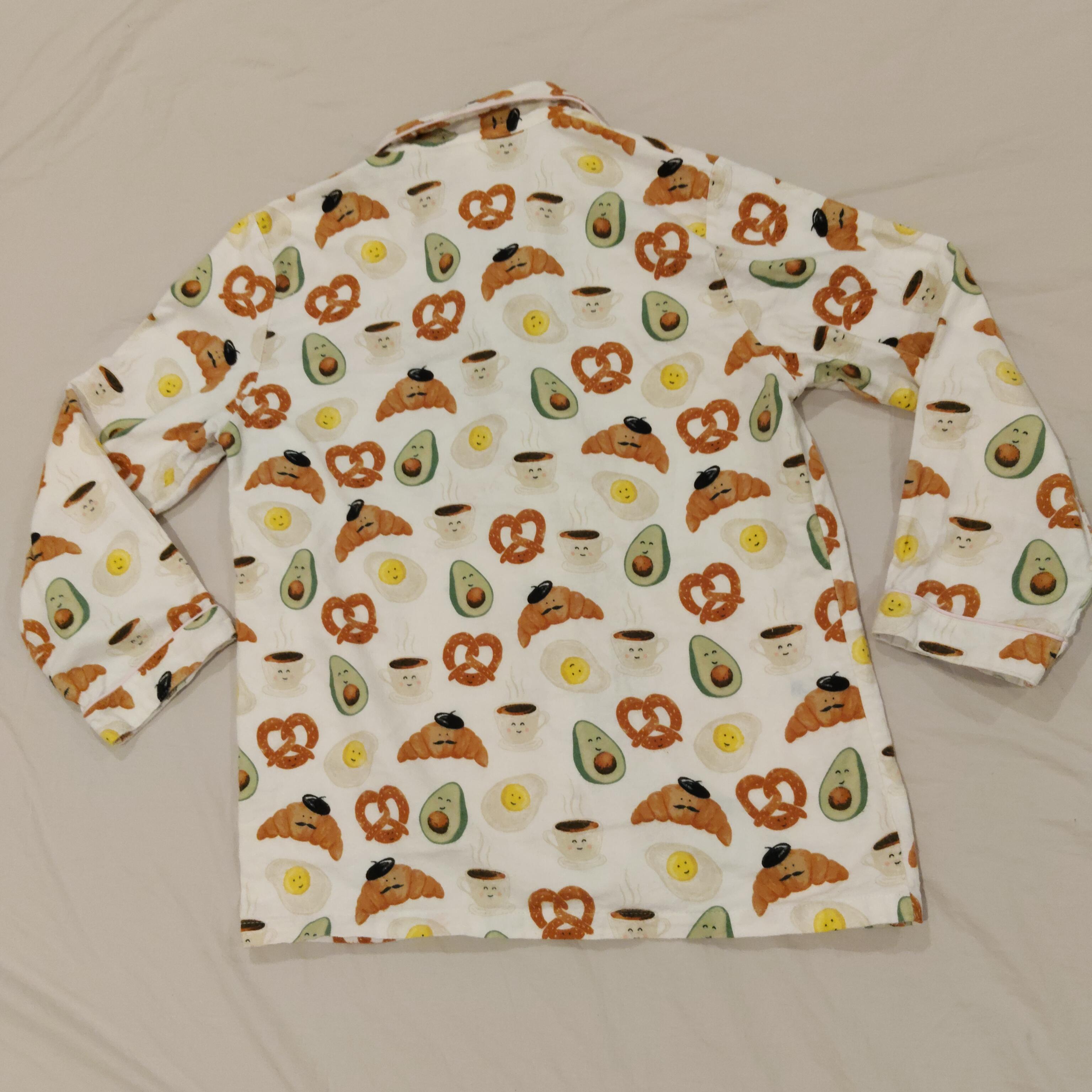 MORGAN & FINCH Flannelette Pyjamas Set Size 12-14yrs Girls Breakfast Print (size S Women)