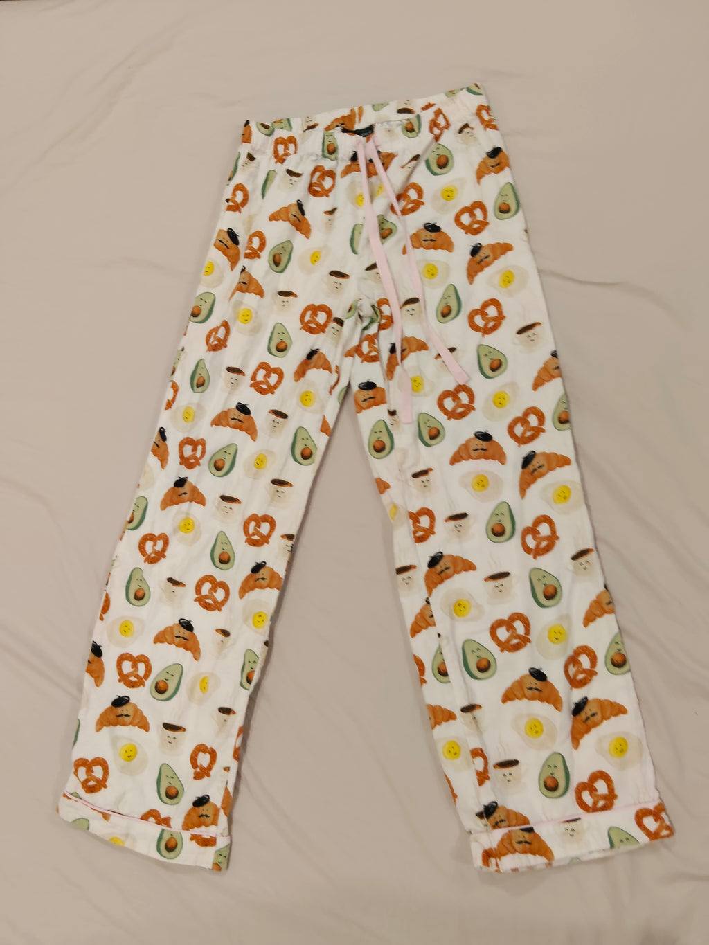 MORGAN & FINCH Flannelette Pyjamas Set Size 12-14yrs Girls Breakfast Print (size S Women)
