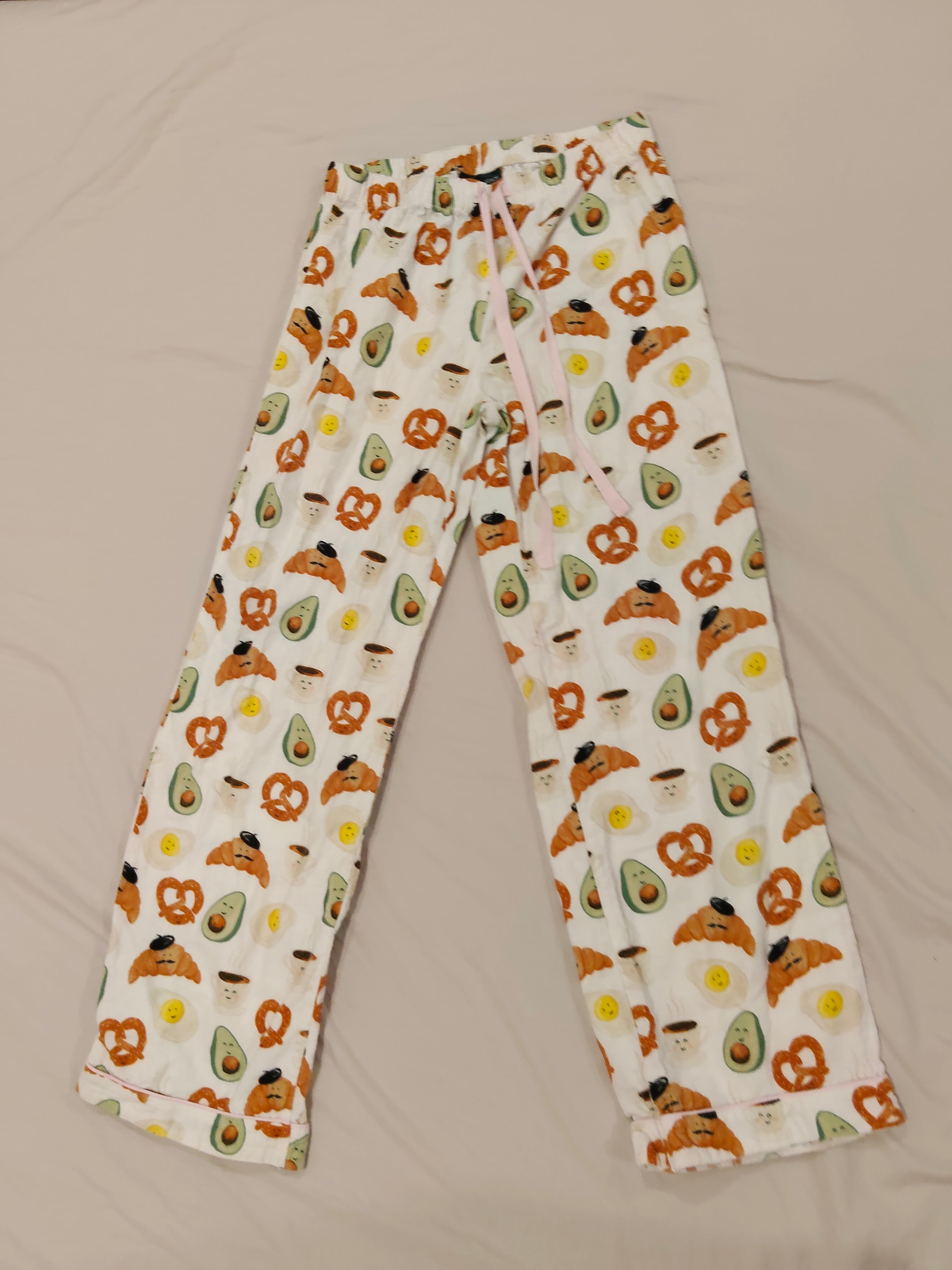 MORGAN & FINCH Flannelette Pyjamas Set Size 12-14yrs Girls Breakfast Print (size S Women)