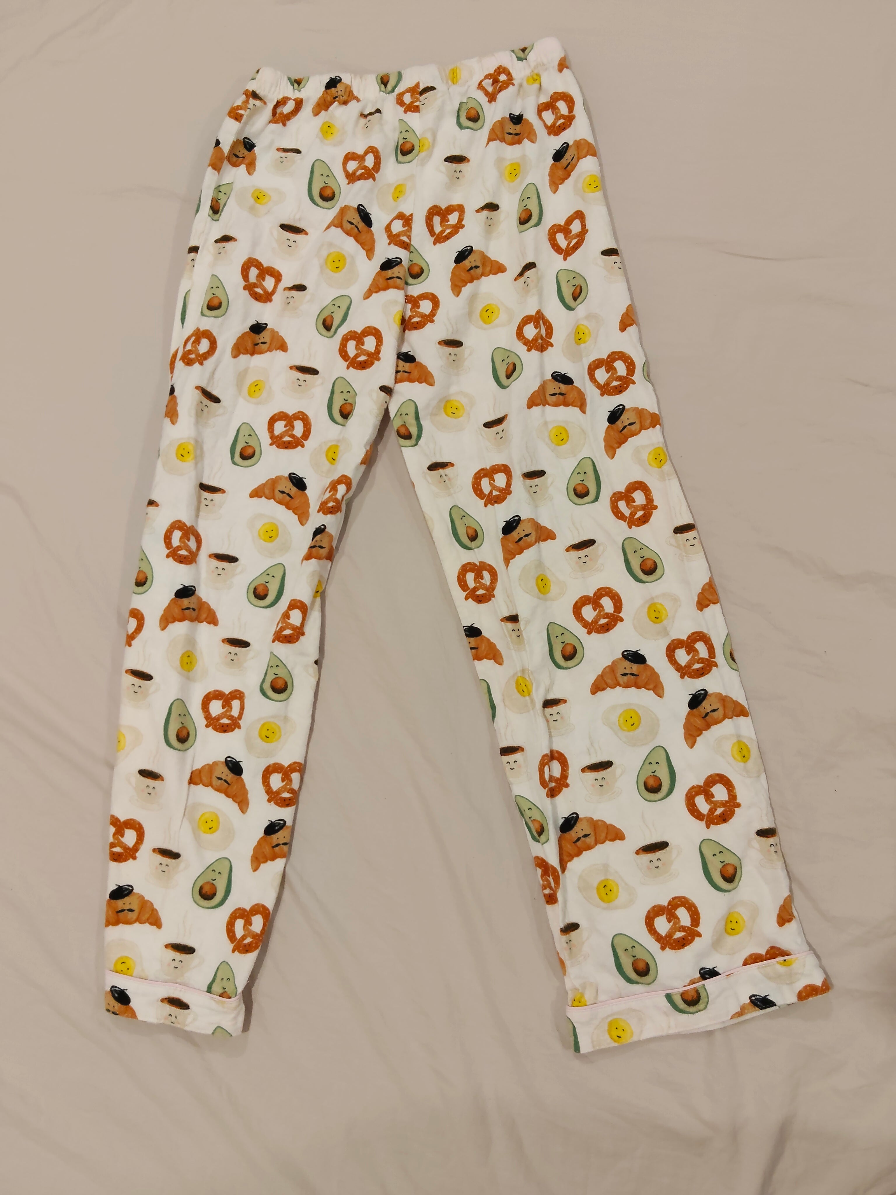 MORGAN & FINCH Flannelette Pyjamas Set Size 12-14yrs Girls Breakfast Print (size S Women)