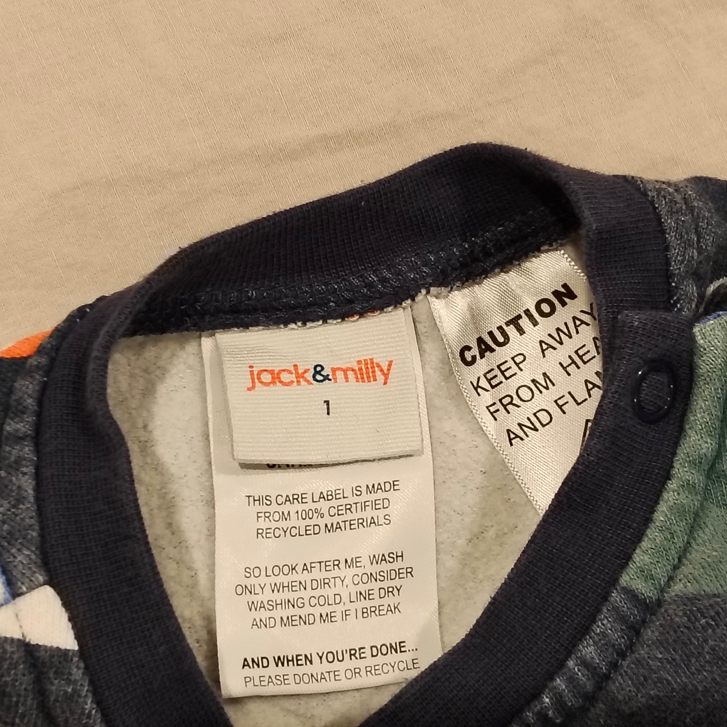 JACK & MILLY onesie size 12m baby unisex - thick cotton