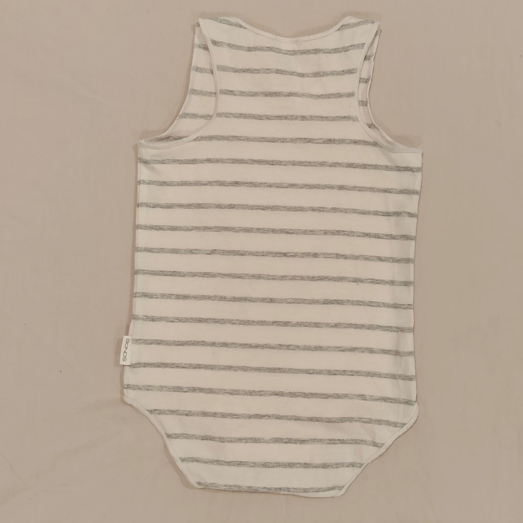 BONDS Wonderbodies Singlet Suit size 6-12M baby stripes grey