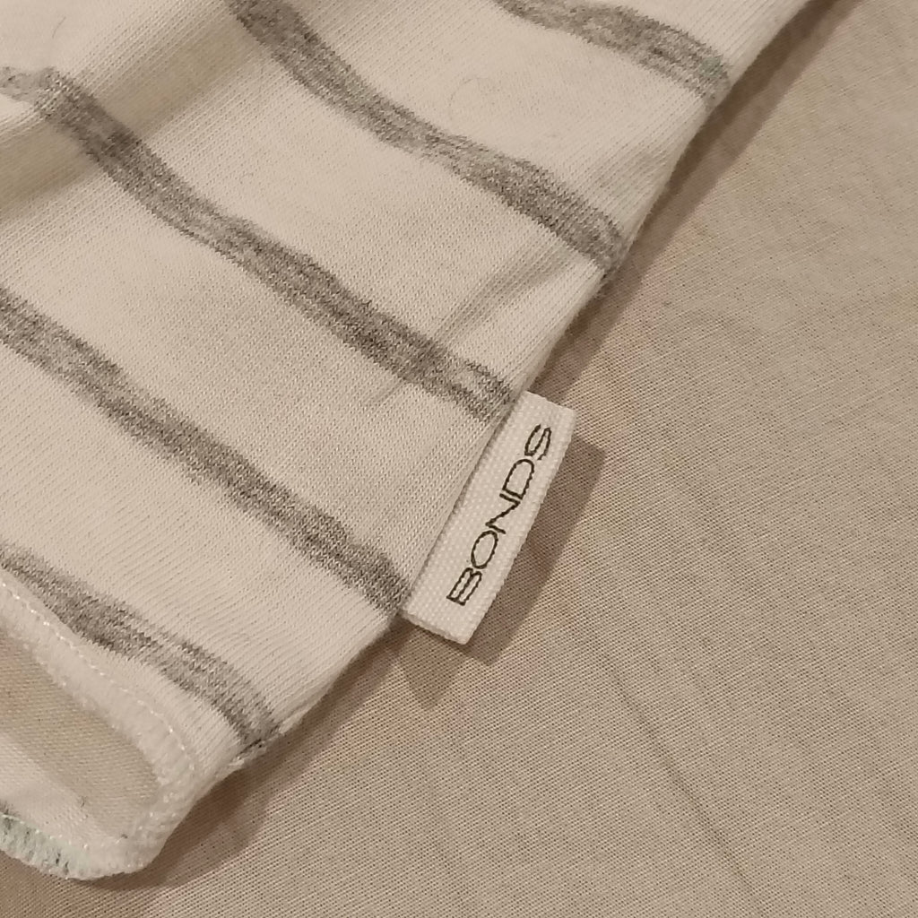 BONDS Wonderbodies Singlet Suit size 6-12M baby stripes grey
