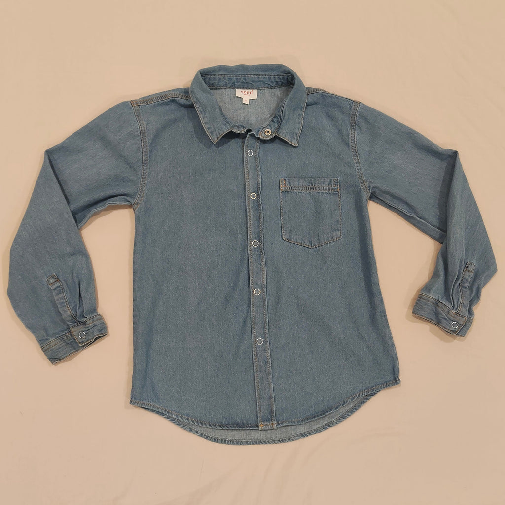 SEED Denim Shirt size 9 Girls long sleeve