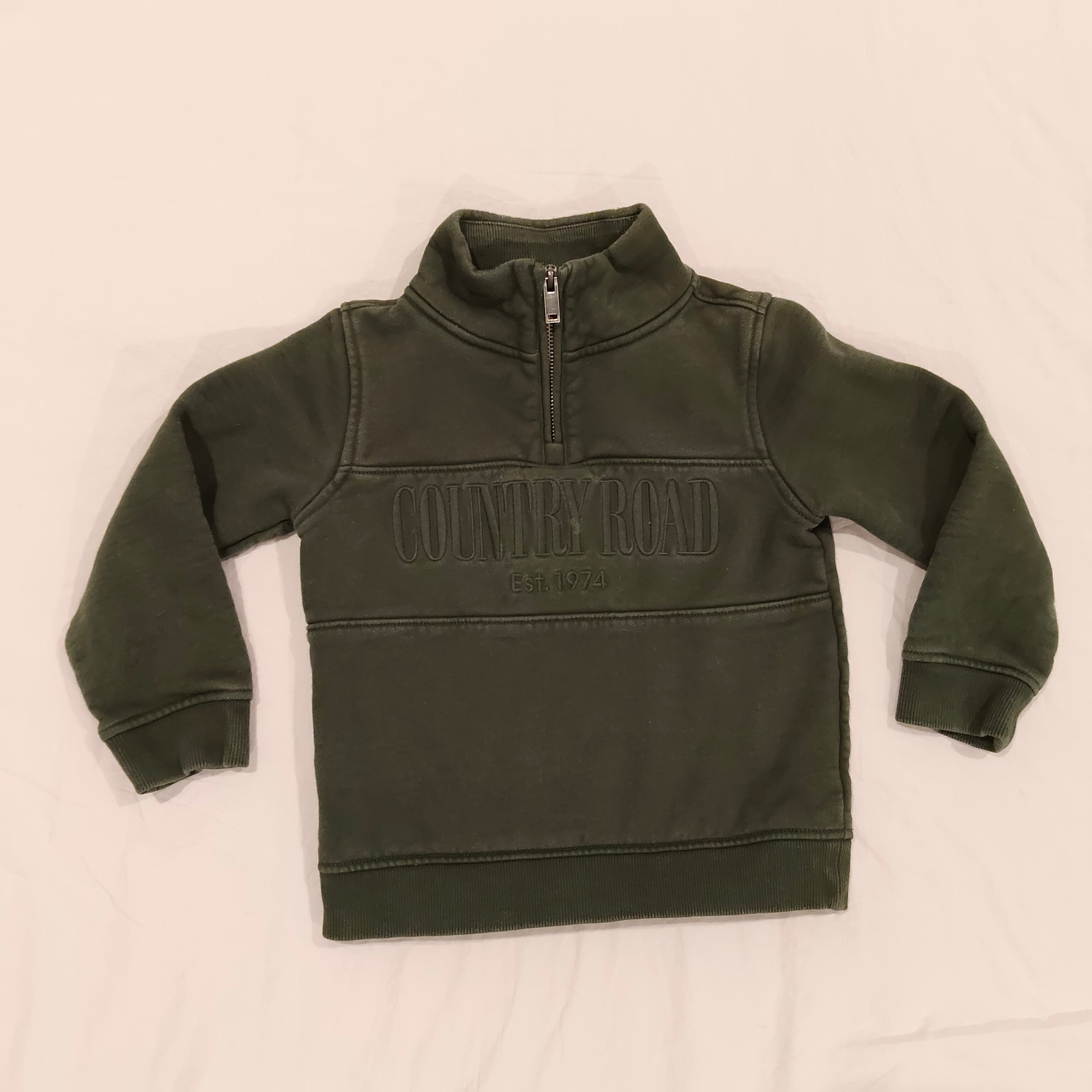 COUNTRY ROAD Heritage Half Zip Sweat size 5 Khaki Green
