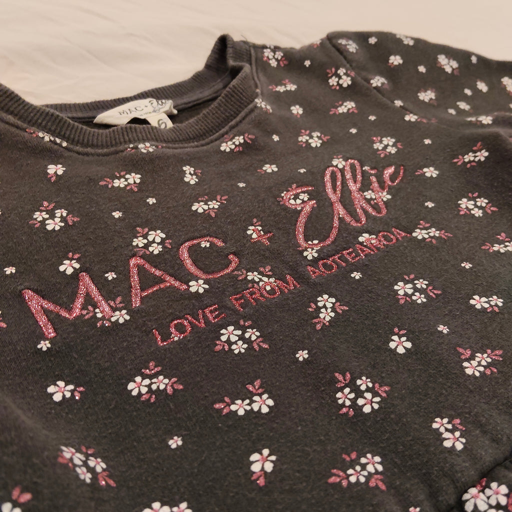MAC + ELLIE Dress size 6 Girls pink embroidered Logo