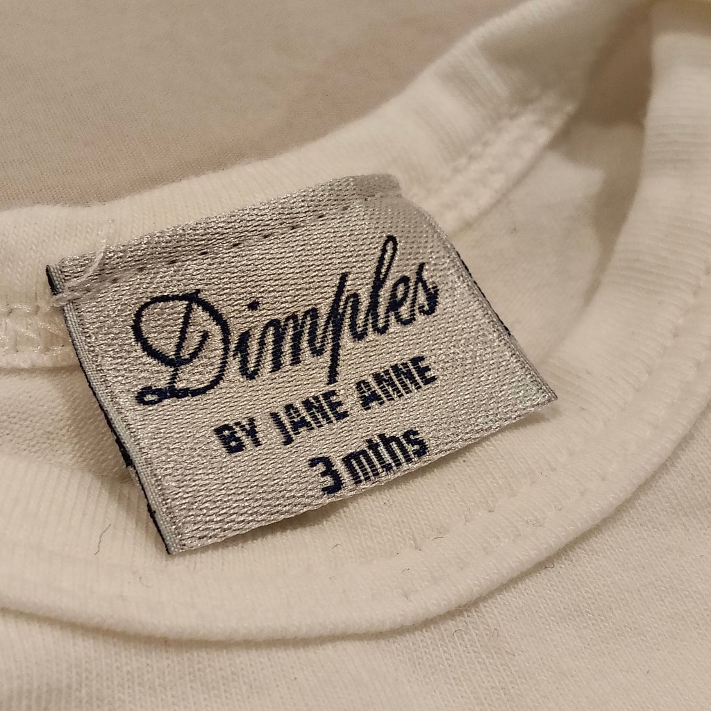DIMPLES by Jane Anne bodysuit short sleevee rosebud embroidery Size 3M Baby Made in NZ