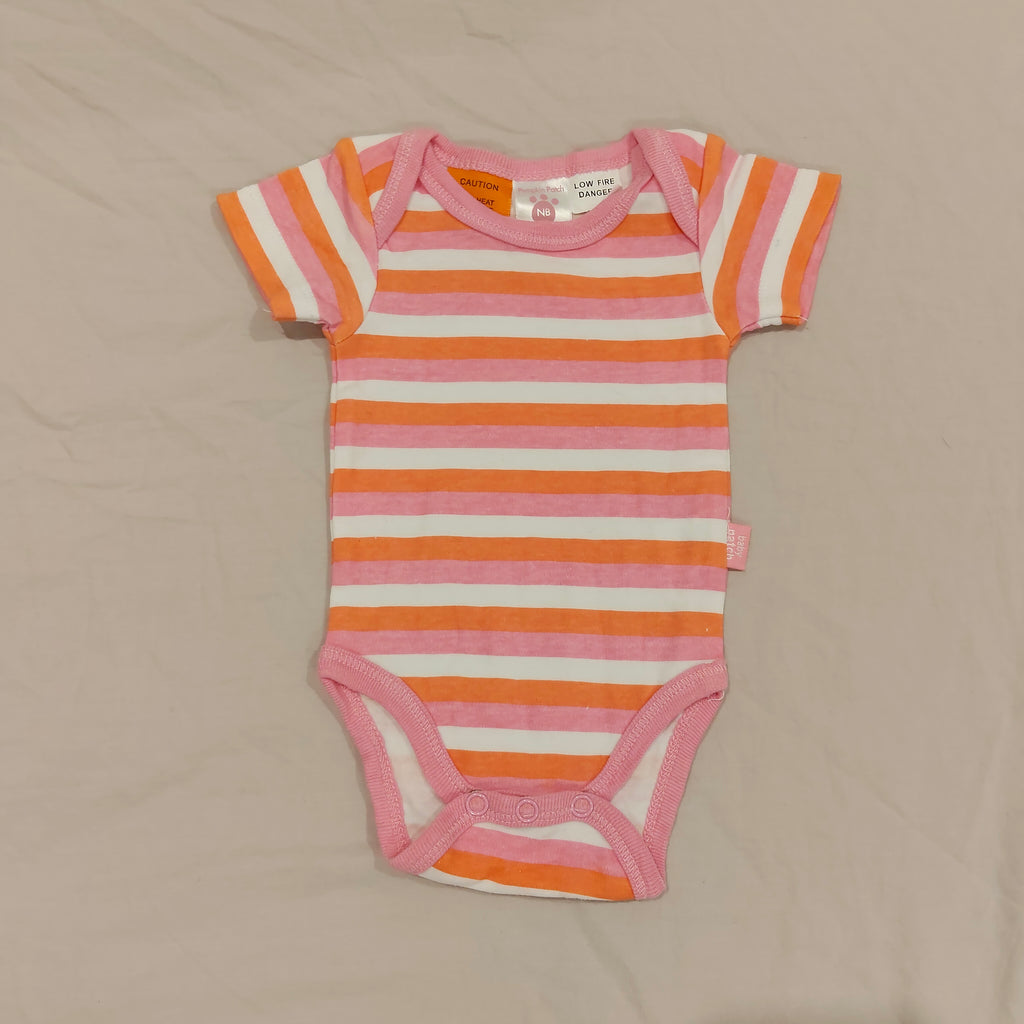 PUMPKIN PATCH bodysuit size Newborn Baby Pink Stripes Short Slevee