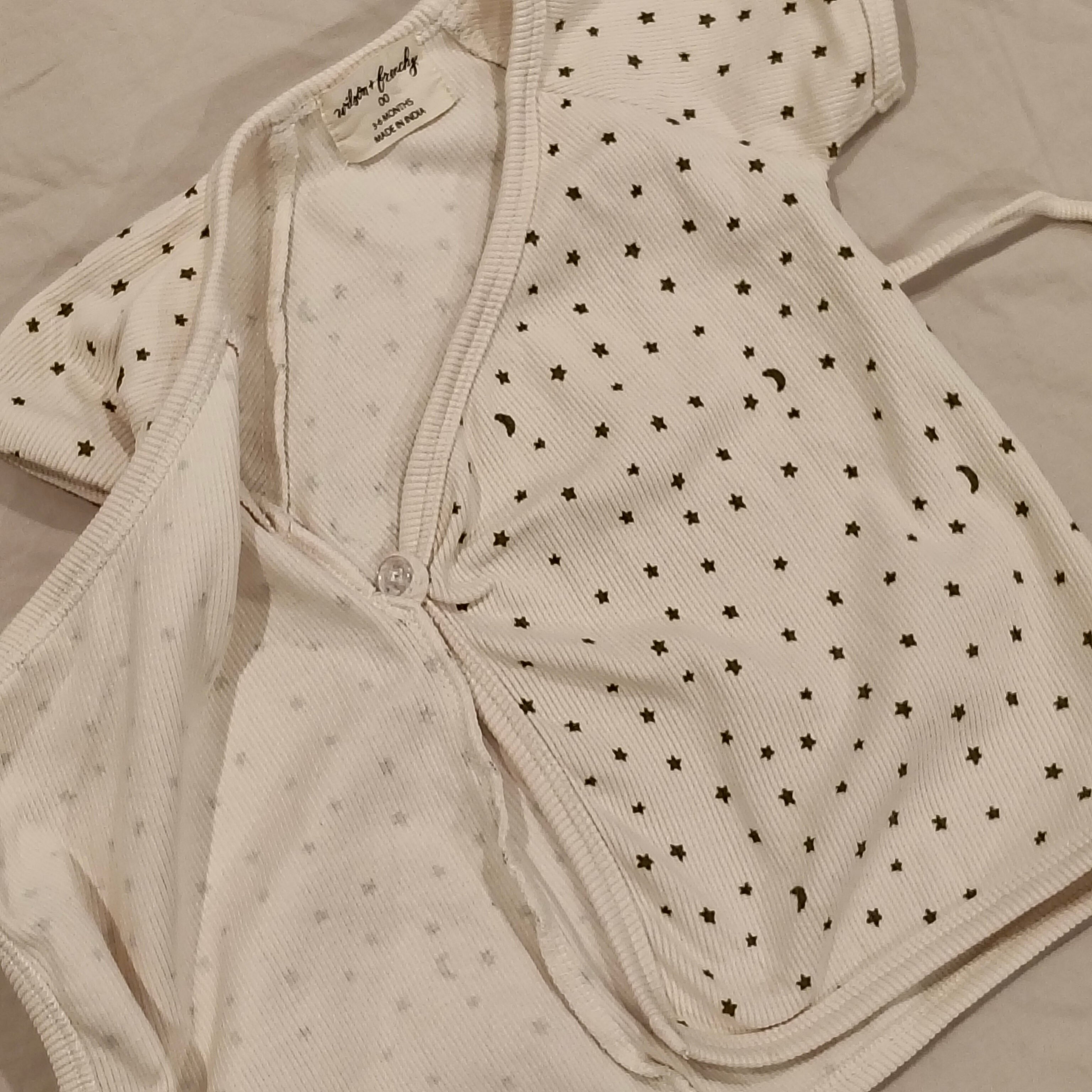 WILSON & FRENCHY Organic Rib Kimono Top Size 3-6M Baby "Chasing the Moon" print
