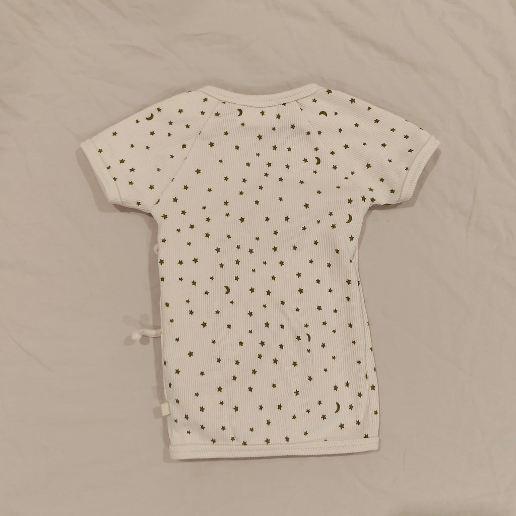 WILSON & FRENCHY Organic Rib Kimono Top Size 3-6M Baby "Chasing the Moon" print