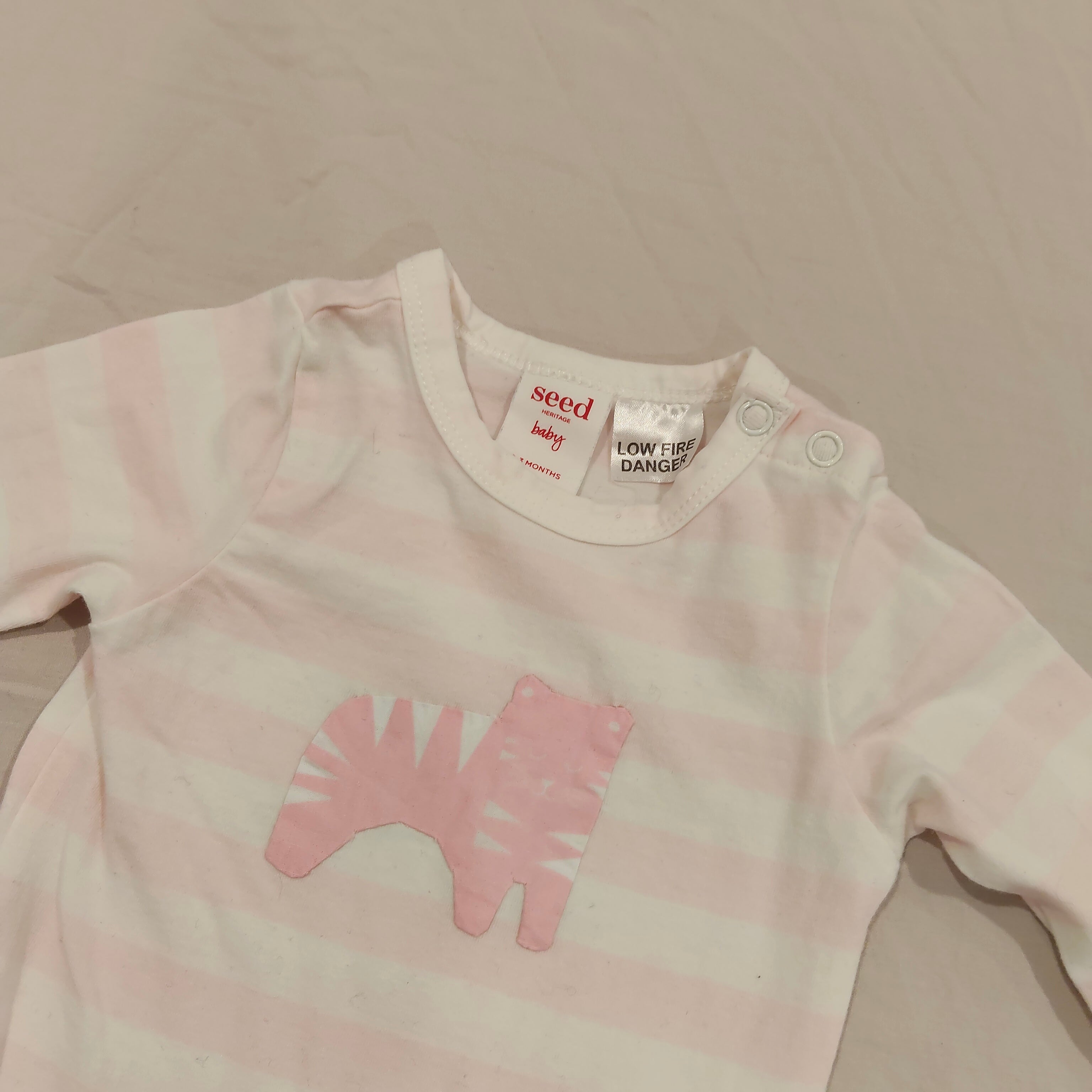 SEED onesie size 0-3M Baby Pink Stripes