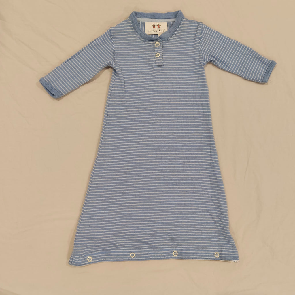 MERINO KIDS 100% MERINO Sleep Gown size Newborn blue stripes