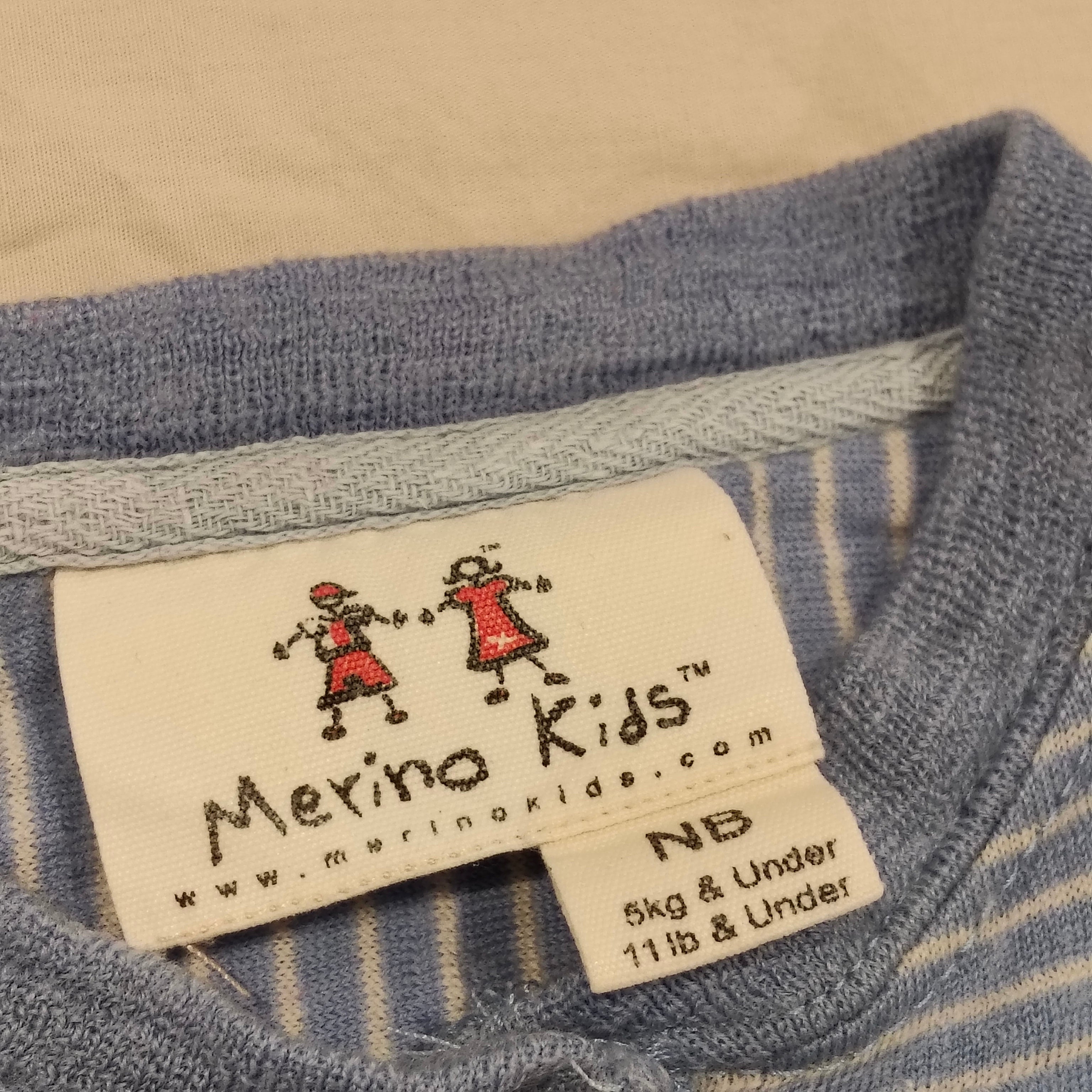 MERINO KIDS 100% MERINO Sleep Gown size Newborn blue stripes