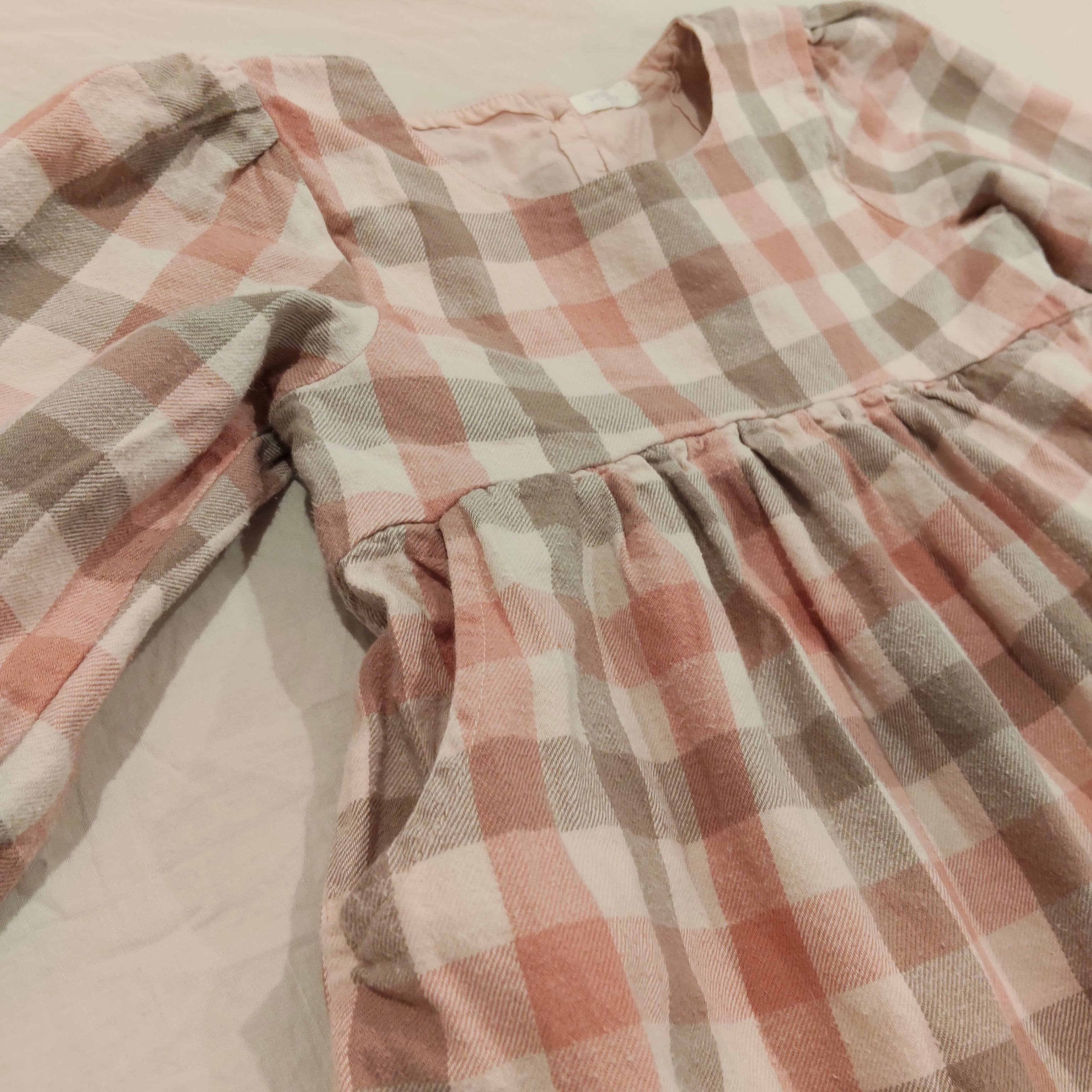 PUREBABY Gingham Dress size 5 Girls long sleeve Organic Cotton