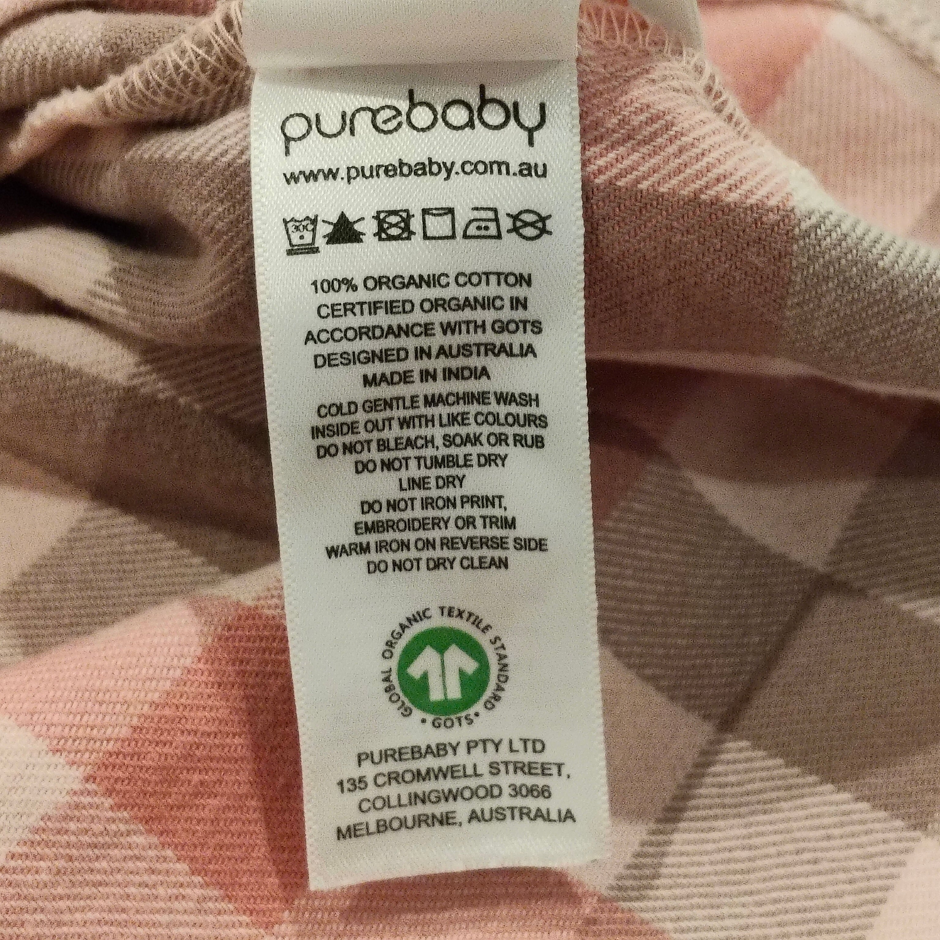PUREBABY Gingham Dress size 5 Girls long sleeve Organic Cotton