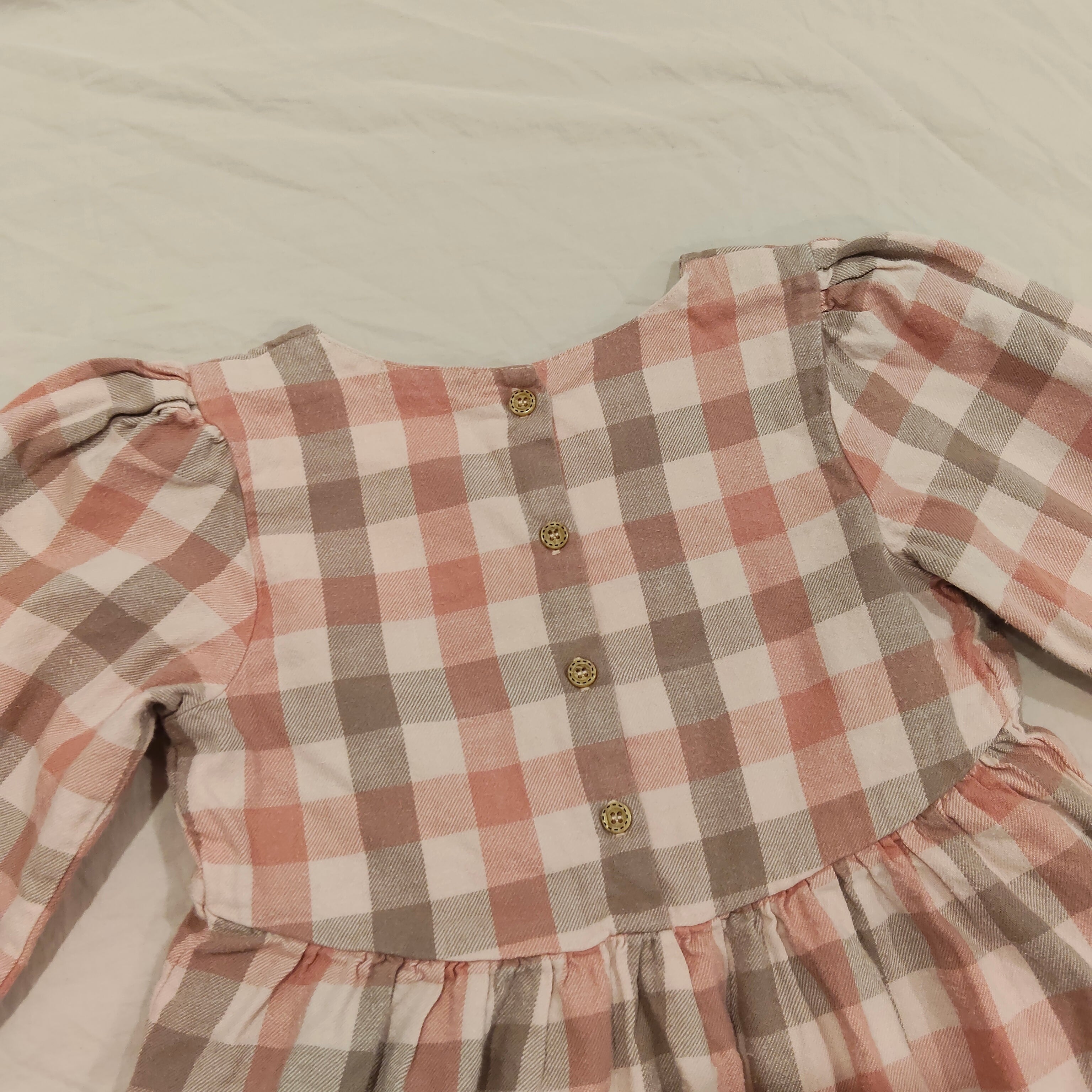 PUREBABY Gingham Dress size 5 Girls long sleeve Organic Cotton
