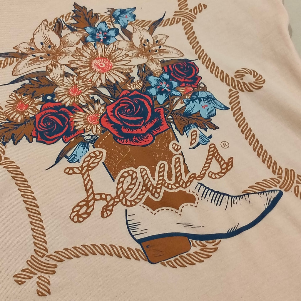 LEVIS top size 8-10yrs Girls floral cowboy boot graphic short sleeve