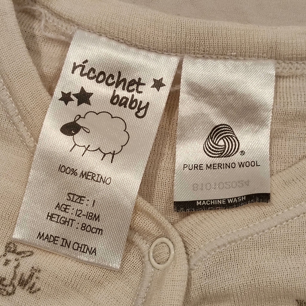 RICOCHET 100% Merino Onesize size 12-18M Baby Sheep Print