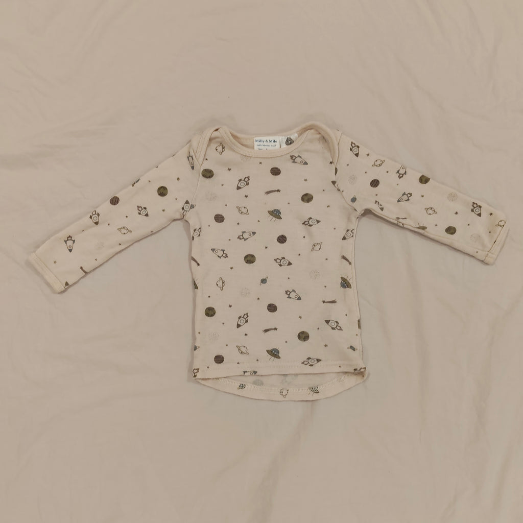 MILLY & MILO 100% MERINO topo size 6-12M Baby long sleeve