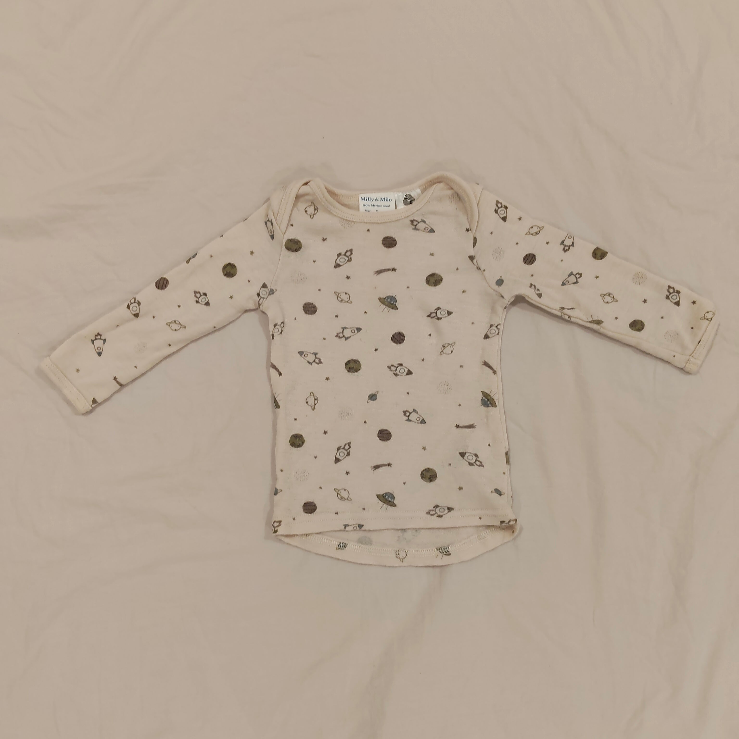 MILLY & MILO 100% MERINO topo size 6-12M Baby long sleeve