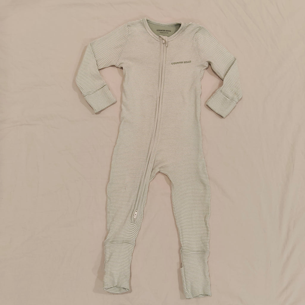 COUNTRY ROAD Organically Grown Cotton Stripe Rib Jumpsuit size 6-12M Baby