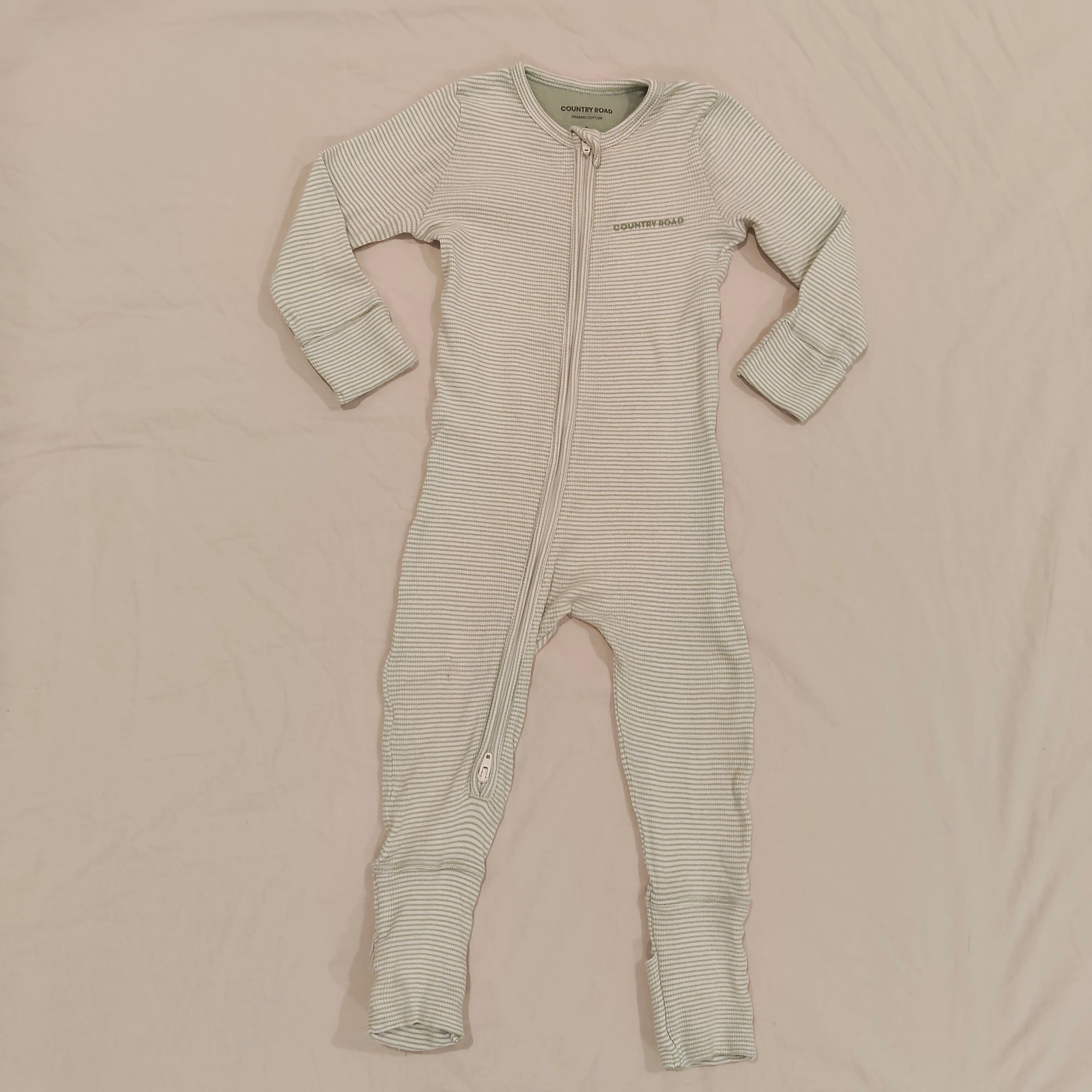 COUNTRY ROAD Organically Grown Cotton Stripe Rib Jumpsuit size 6-12M Baby