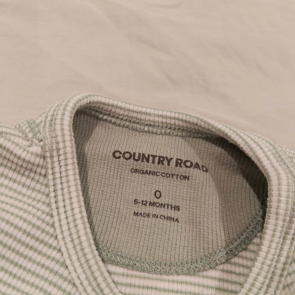 COUNTRY ROAD Organically Grown Cotton Stripe Rib Jumpsuit size 6-12M Baby