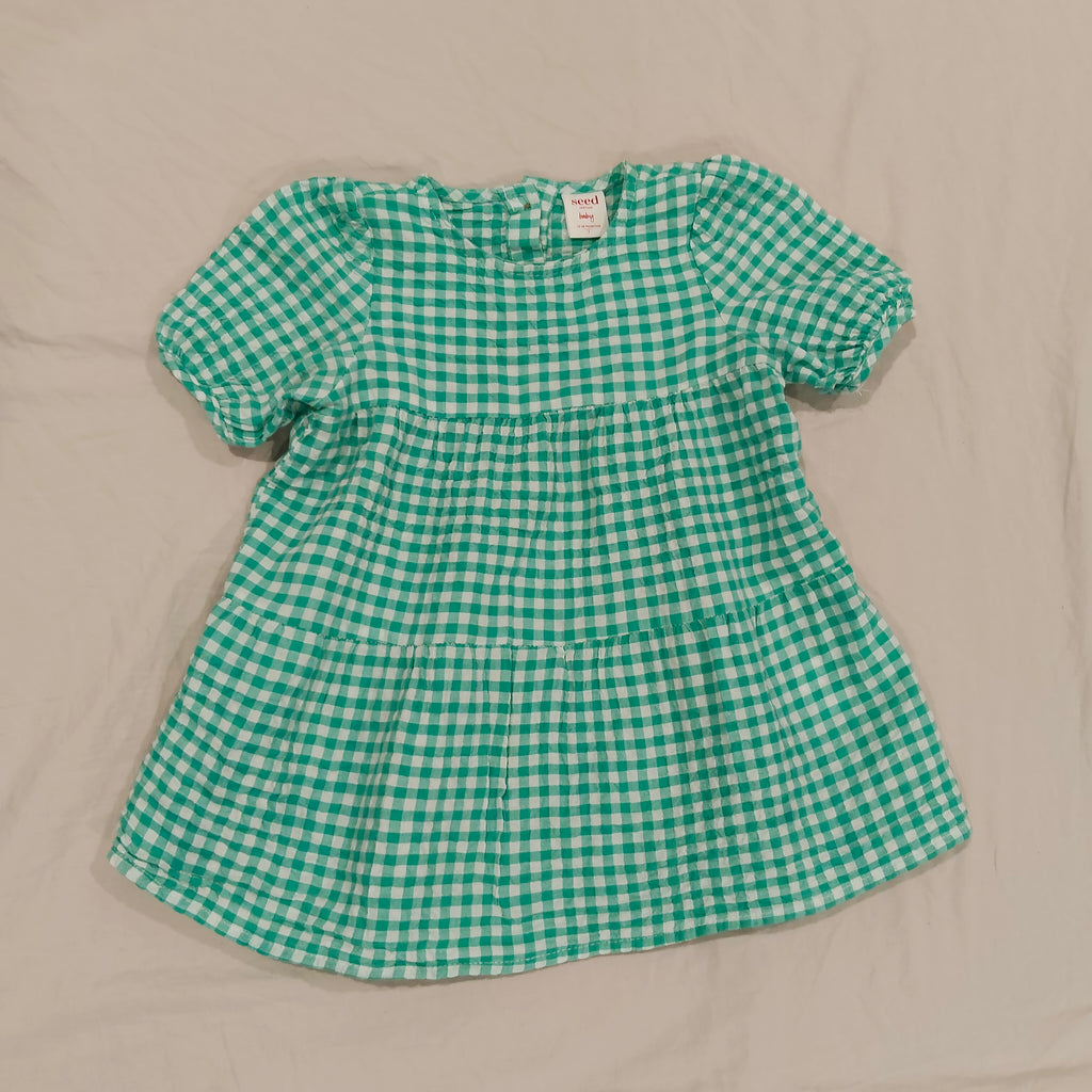 SEED HERITAGE Tiered Gingham Dress Baby Girls size 12-18M