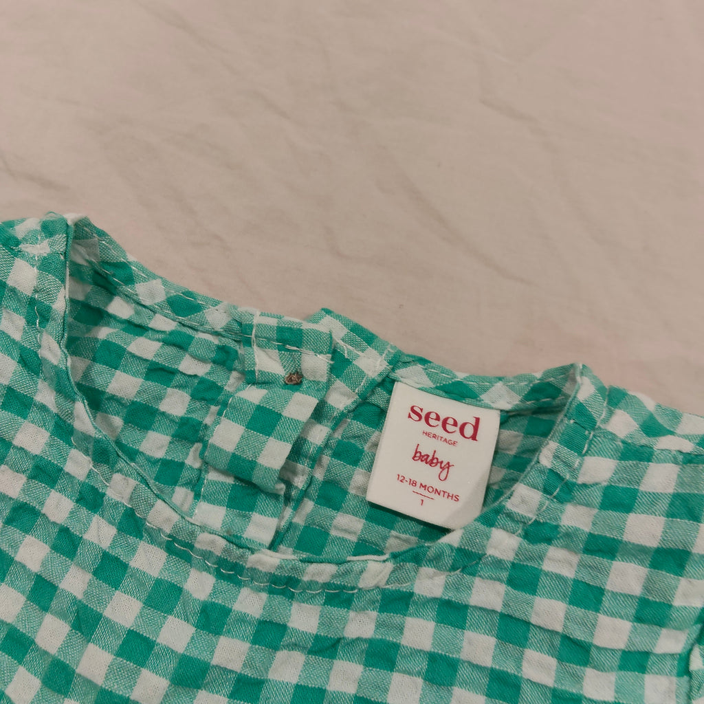 SEED HERITAGE Tiered Gingham Dress Baby Girls size 12-18M