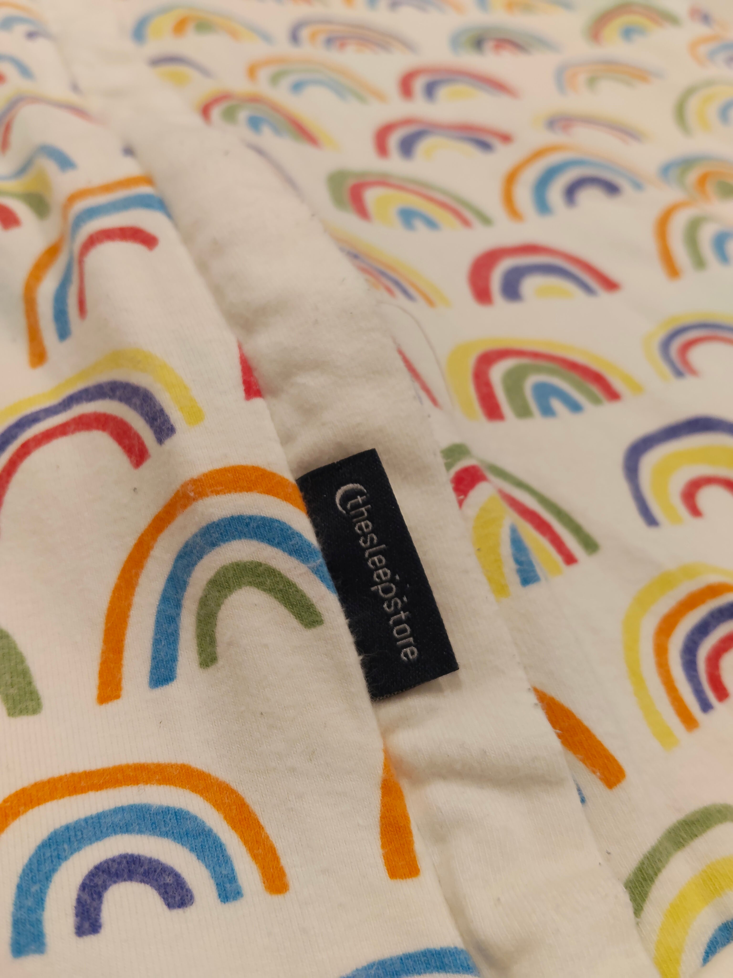THE SLEEP STORE Organic Cotton 0.2 tog Swaddle Sleep Bag size 000 to 2 (3-24M) Rainbow