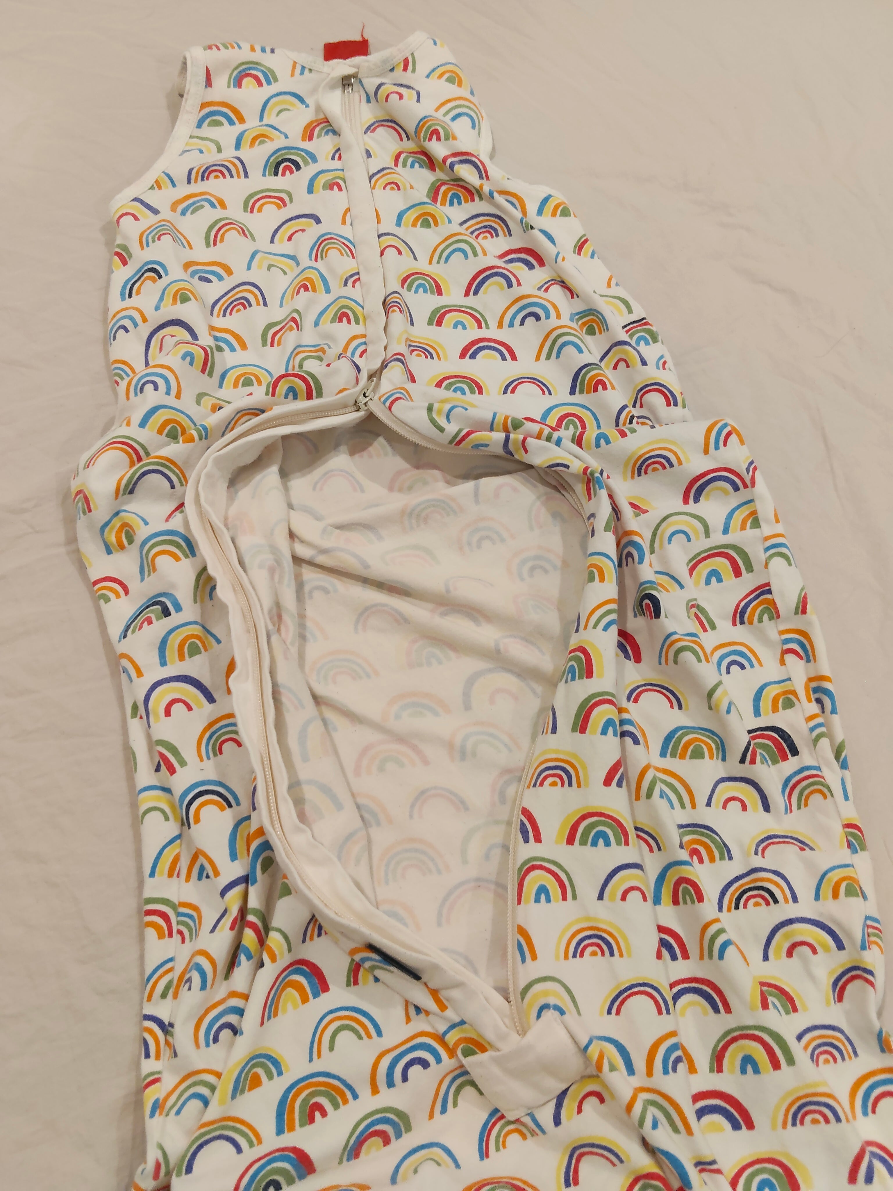 THE SLEEP STORE Organic Cotton 0.2 tog Swaddle Sleep Bag size 000 to 2 (3-24M) Rainbow