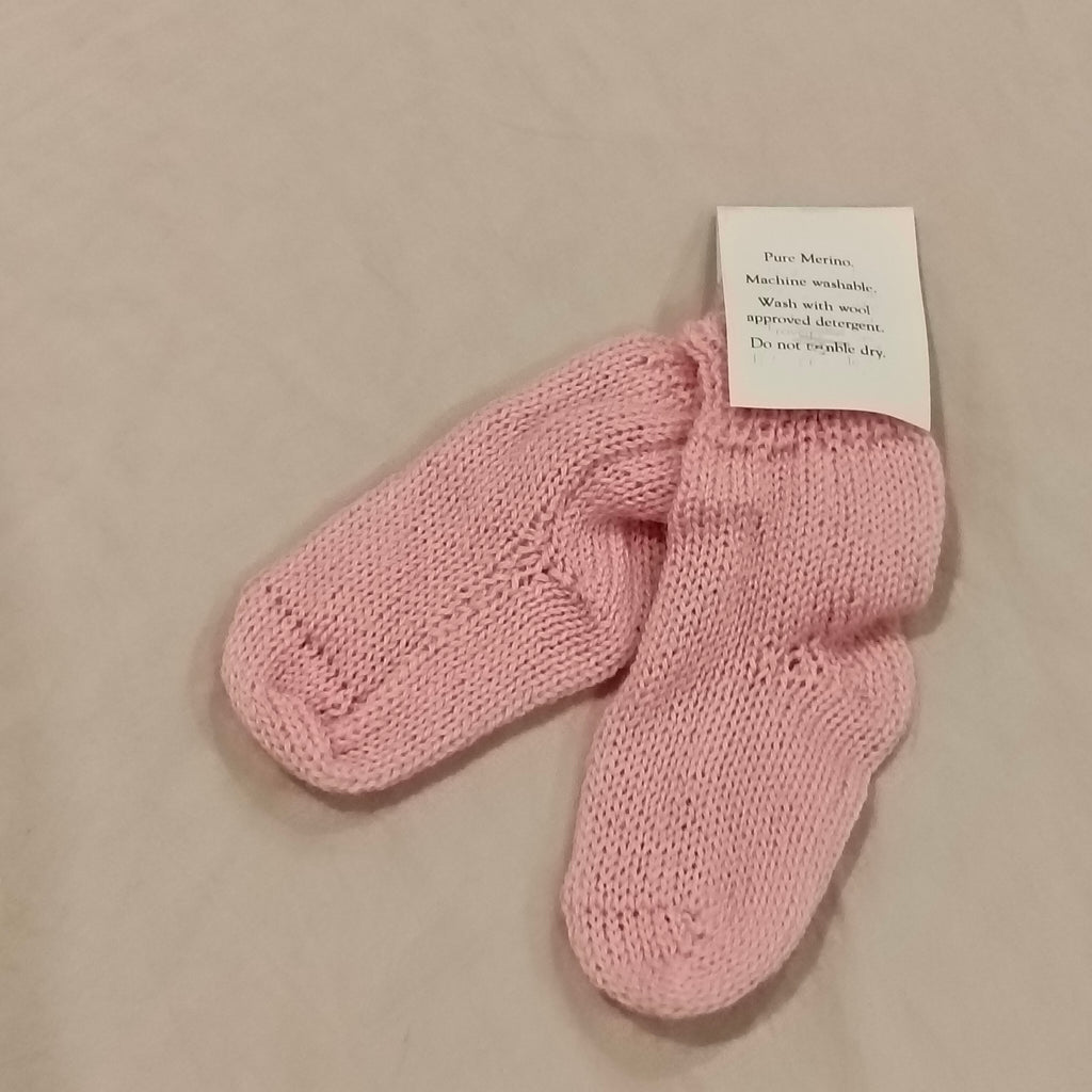 NEW Anne's Knitwear MERINO Baby Socks size NewBorn Pink