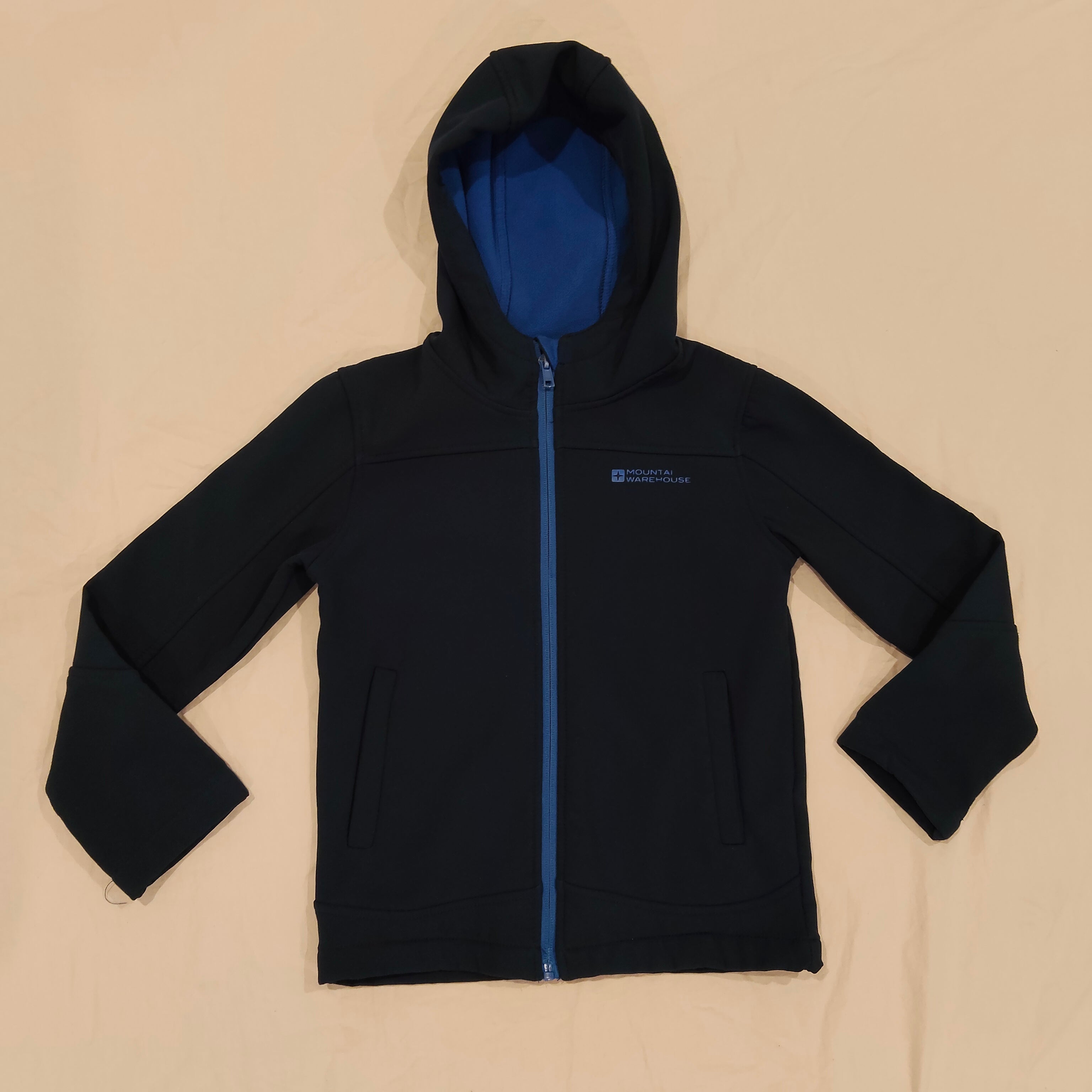 MOUNTAIN WAREHOUSE size 7-8yrs Navy Kids Water Resistant Softshell Jacket