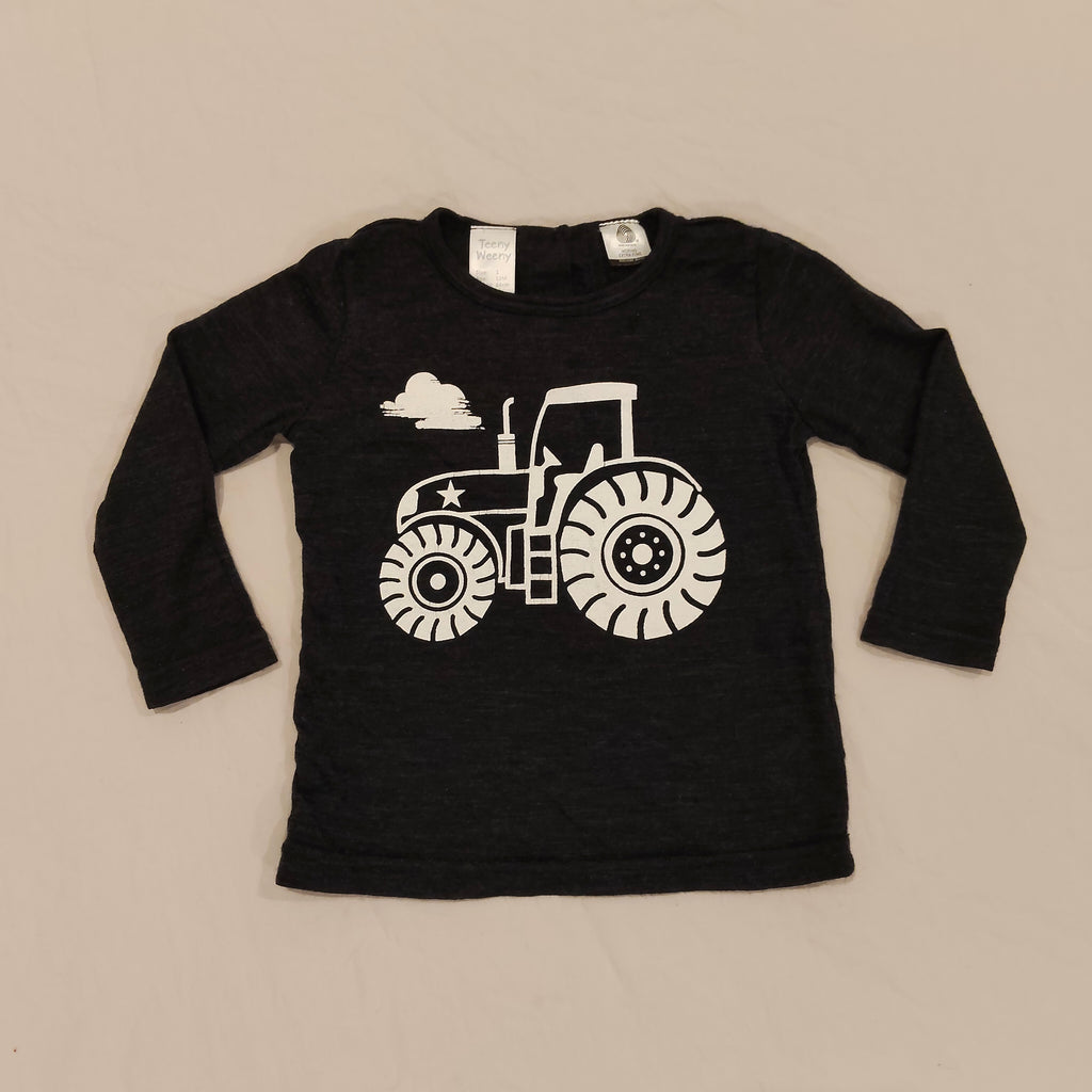 TEENY WEENY 100% Merino Top size 12M Baby - Tractor Print