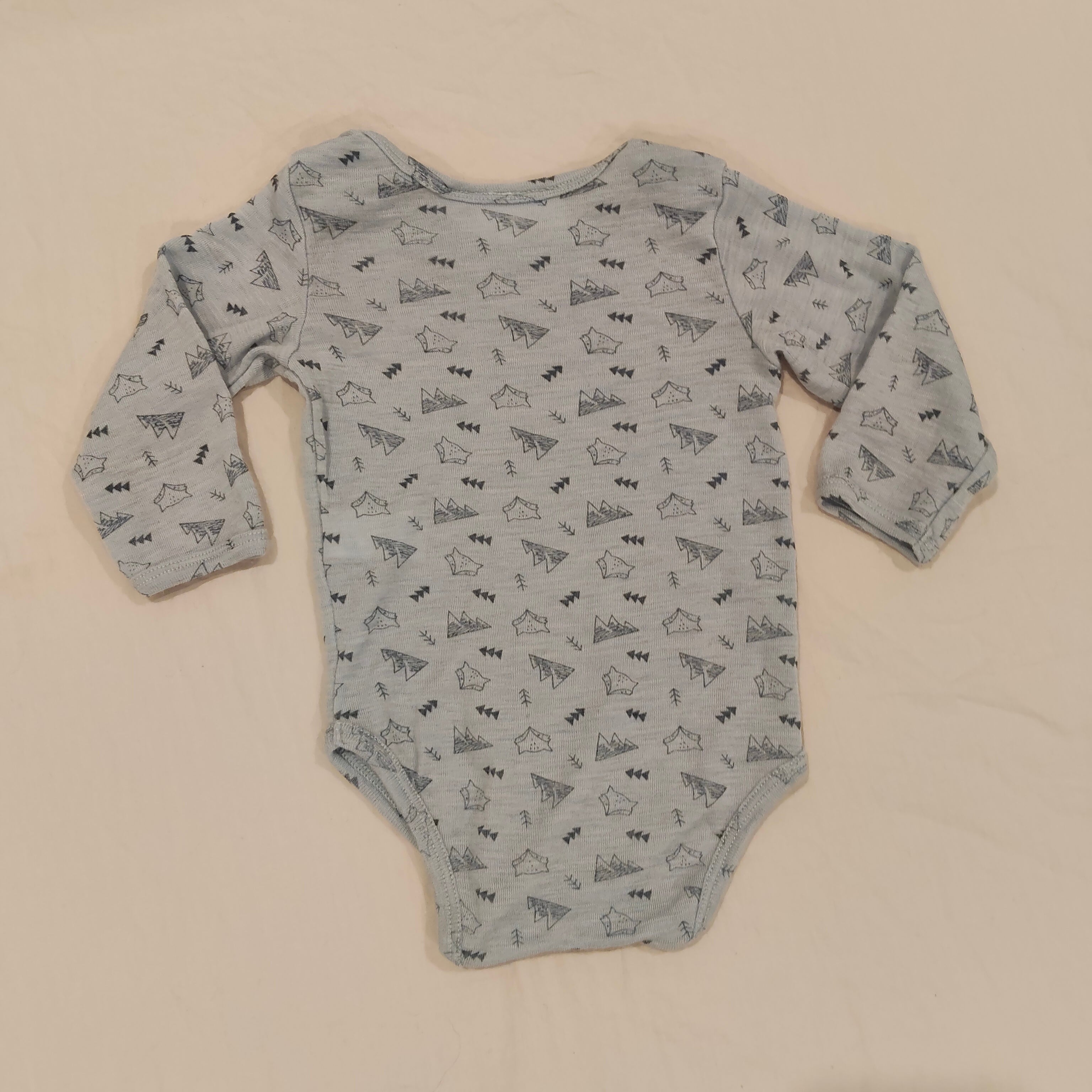 Young Original 100% MERINO size 9-12M Baby Bodysuit - Woodland Print