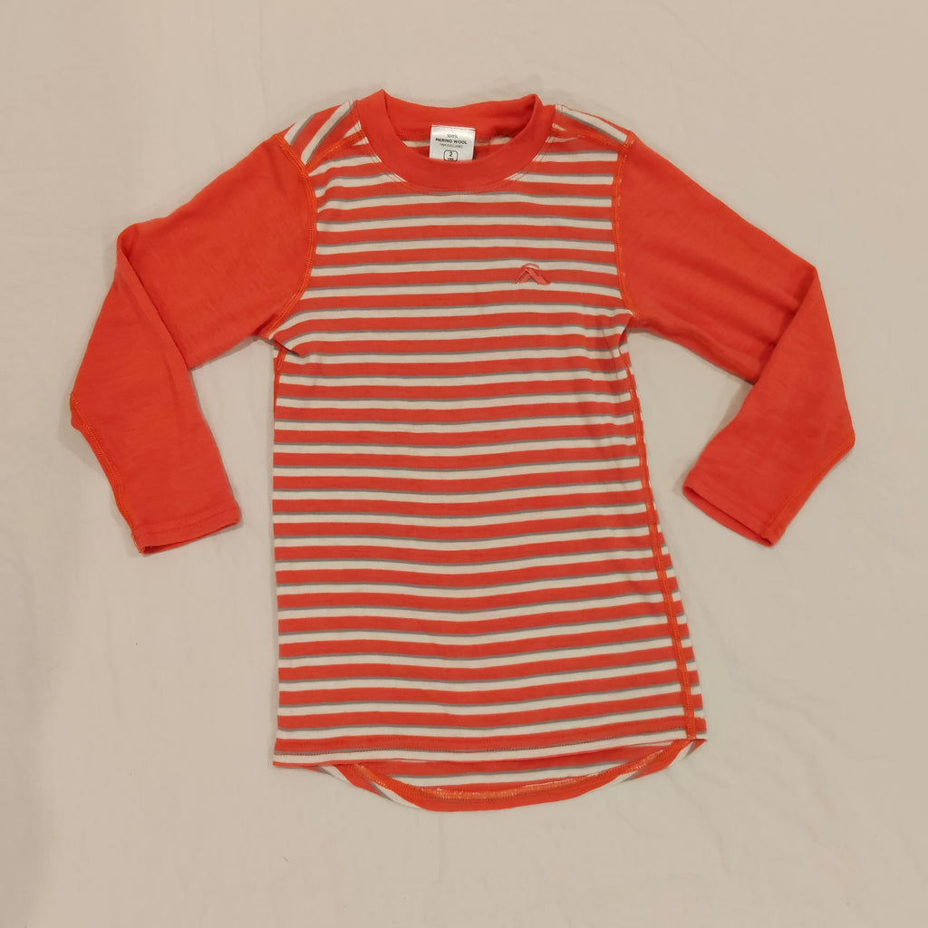 MACPAC 100% MERINO top size 2-3yrs long sleeve orange stripes