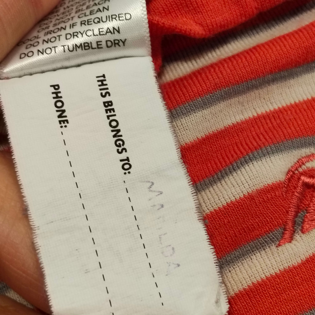 MACPAC 100% MERINO top size 2-3yrs long sleeve orange stripes