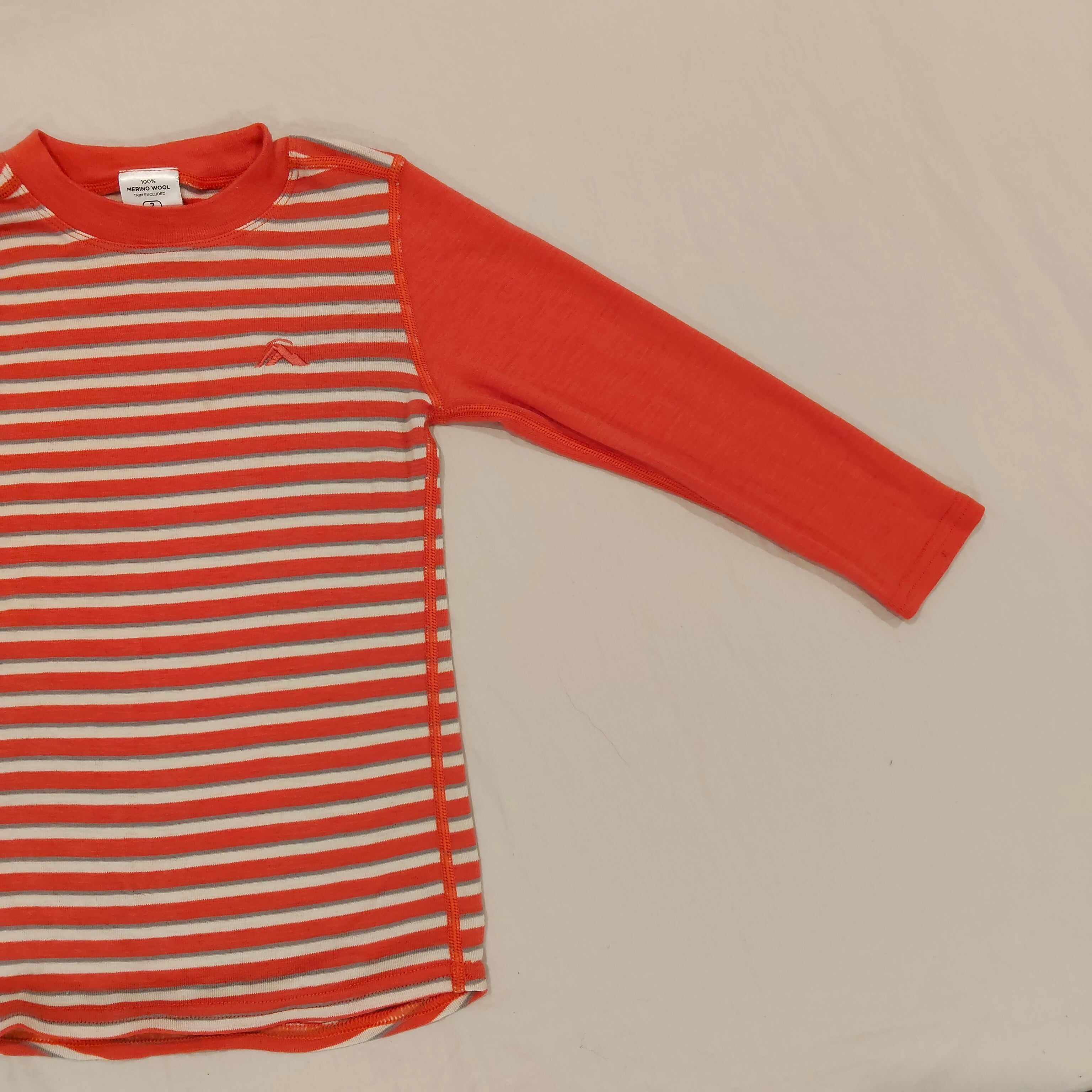 MACPAC 100% MERINO top size 2-3yrs long sleeve orange stripes