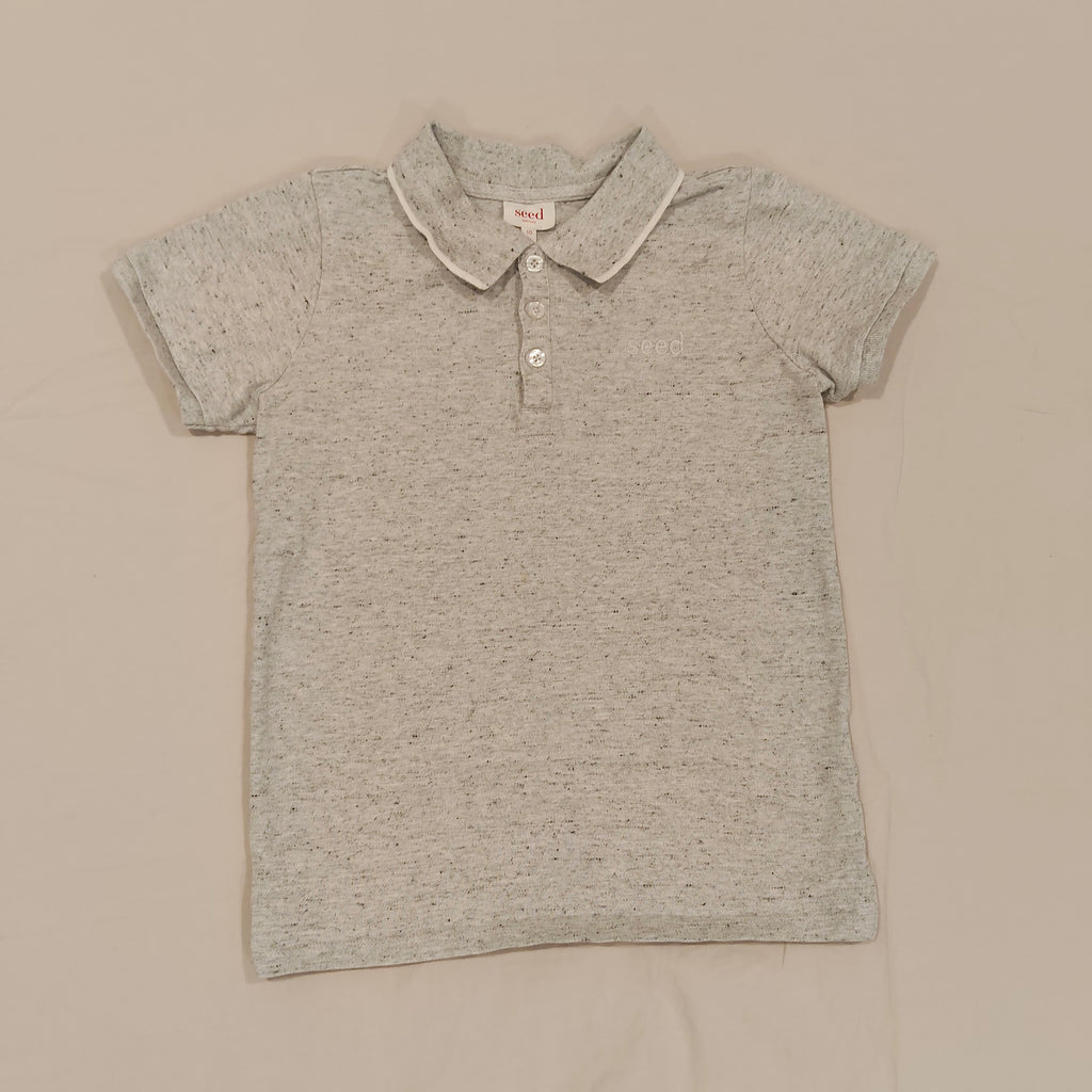 SEED Polo Shirt Size 10 Boys Grey Short Sleeve