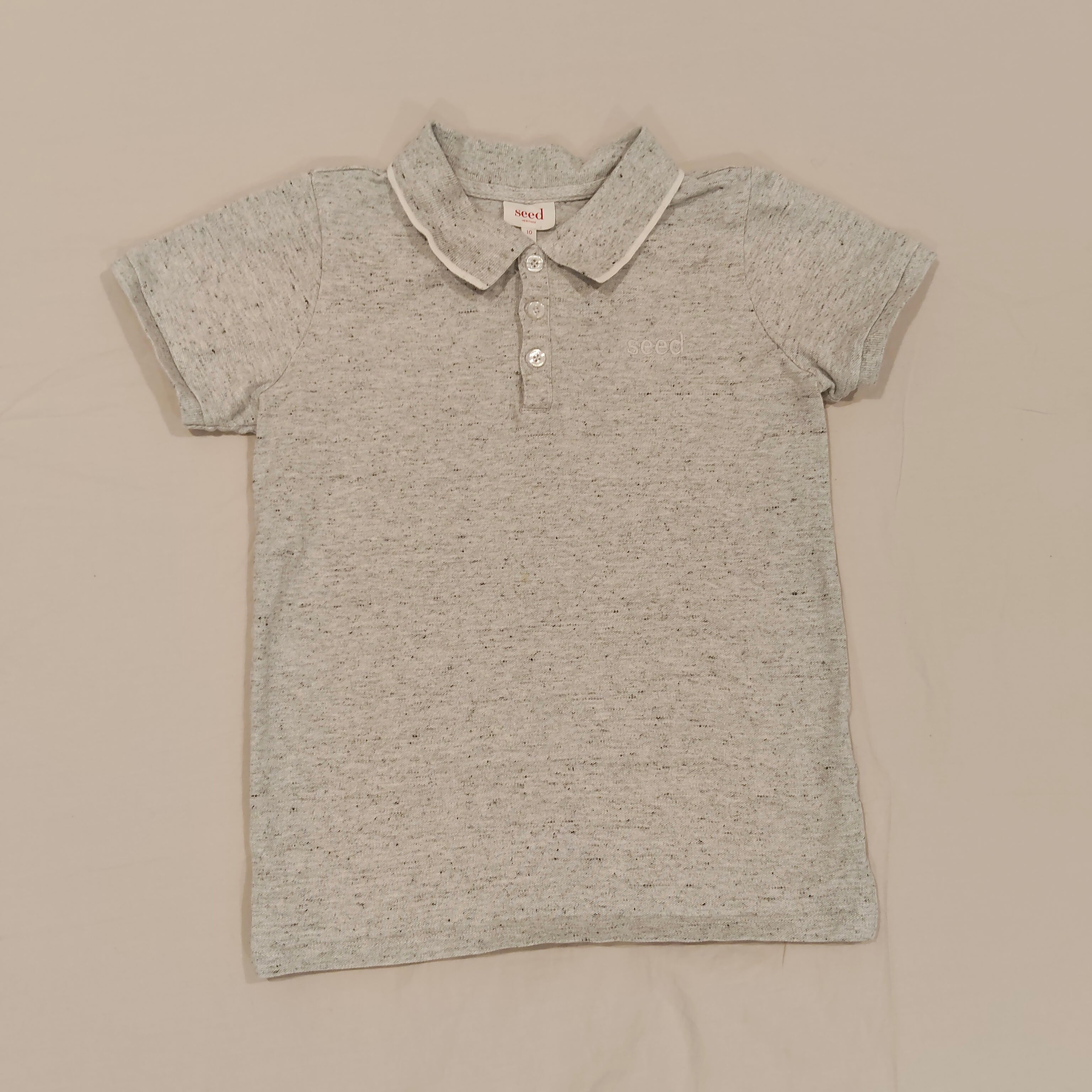 SEED Polo Shirt Size 10 Boys Grey Short Sleeve