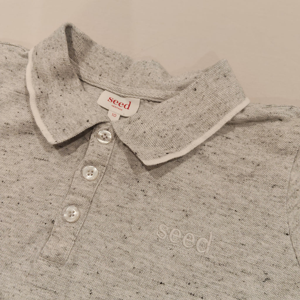 SEED Polo Shirt Size 10 Boys Grey Short Sleeve