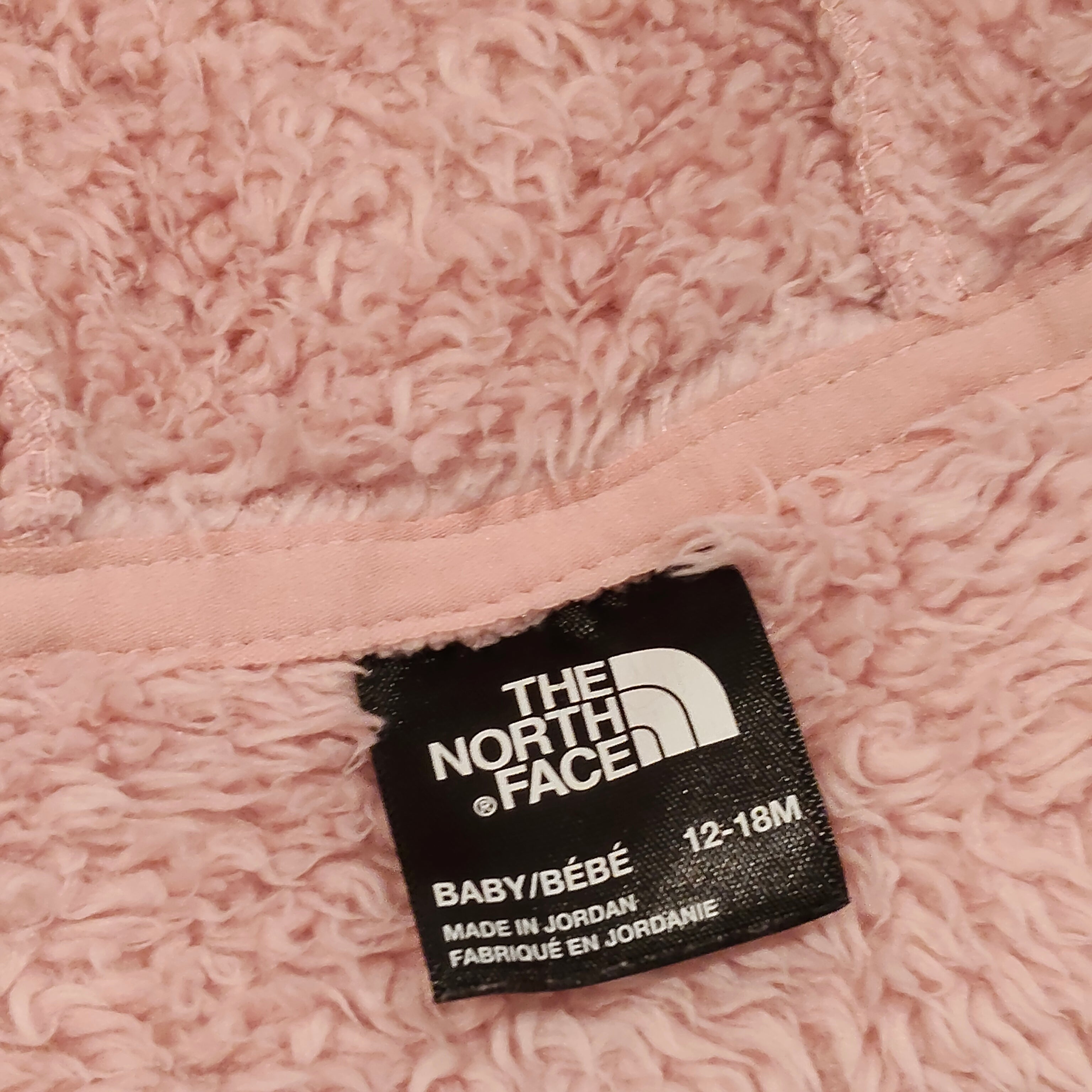 THE NORTH FACE Baby Bear Full Zip Hoodie - Light Pink Size 12-18M Baby