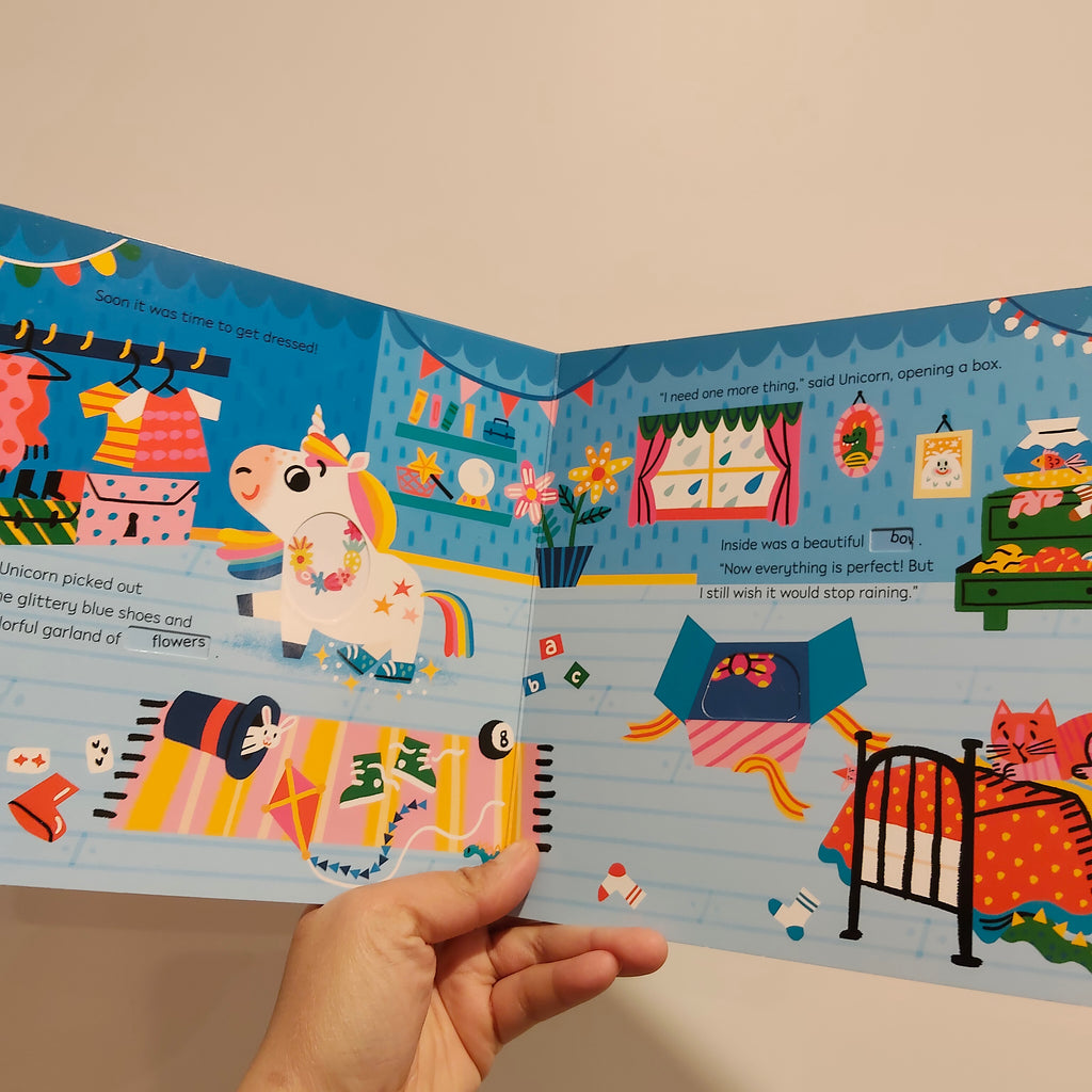 "Unicorn's Birthday: Turn the Wheels for Some Silly Fun!" written by Lucy Golden BOARDBOOK