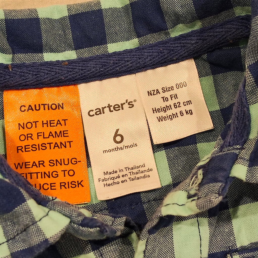 CARTER'S Romper Gingham Size 6M Baby Boys