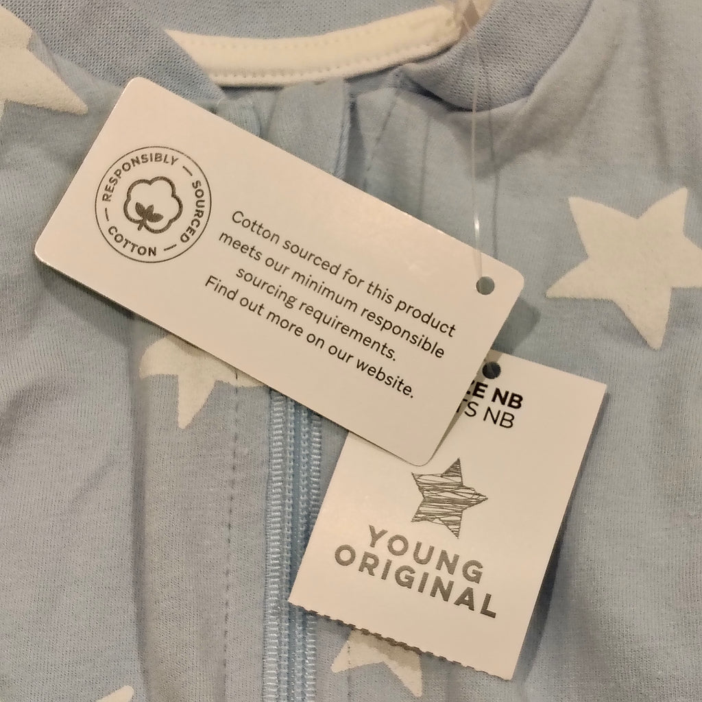 NEW Young Original zip onesie size Newborn Blue Stars