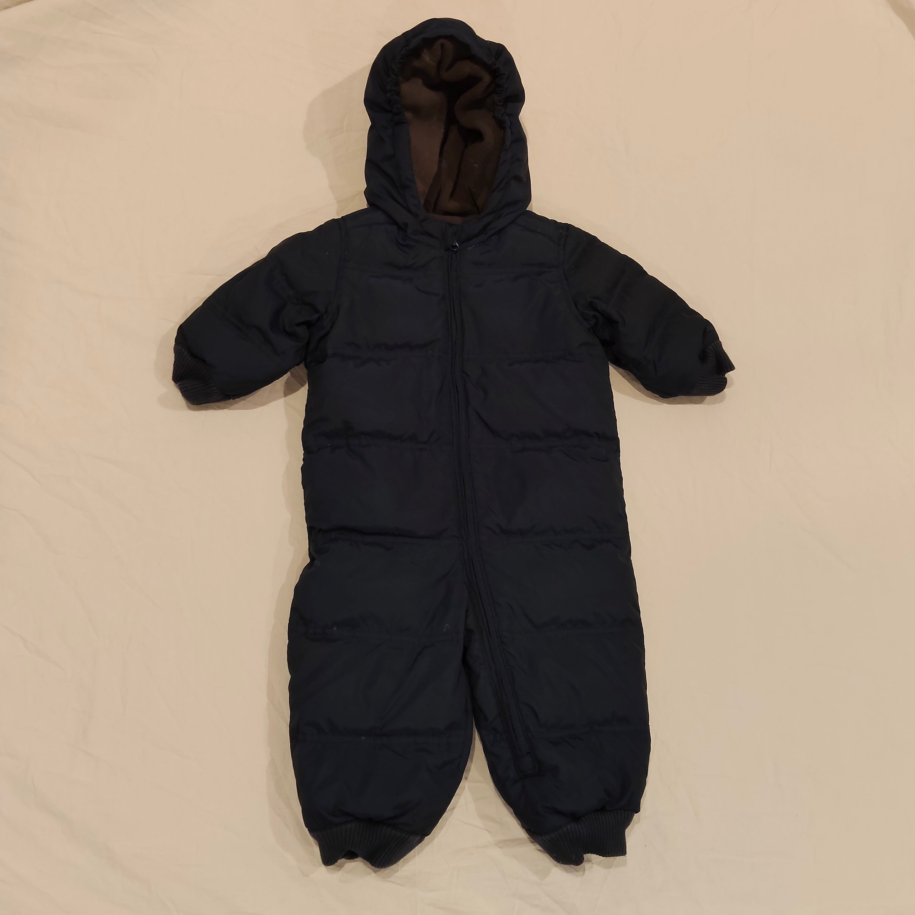 GAP snowsuit puffer down filling Size 12-18M Baby Navy