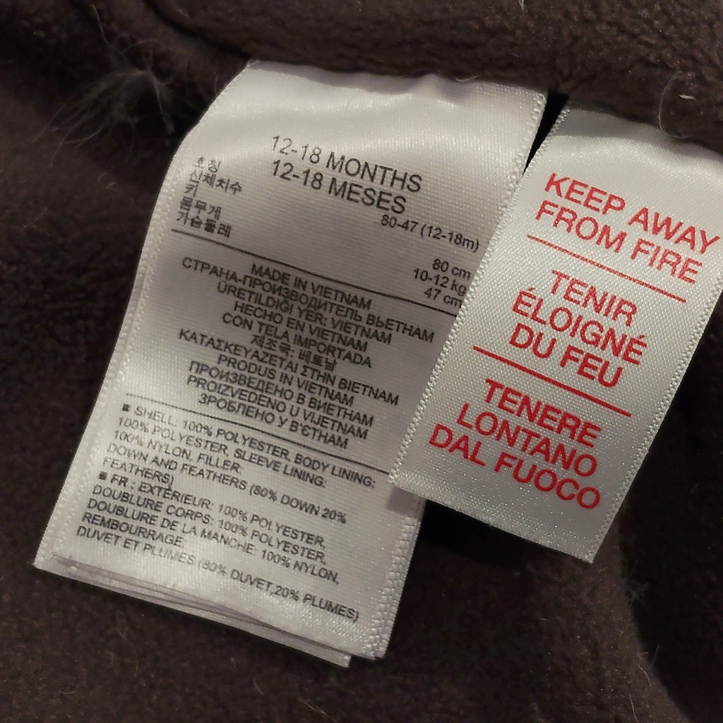 GAP snowsuit puffer down filling Size 12-18M Baby Navy