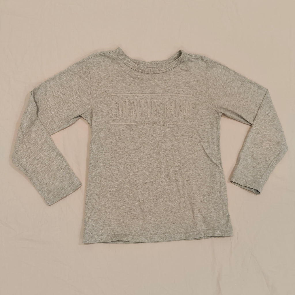 COUNTRY ROAD top size 8yr unisex long sleeve grey